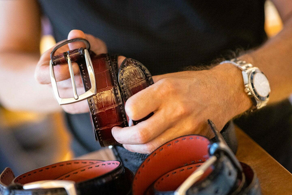 Todeschini Como crocodile leather belts, handcrafted near Lake Como