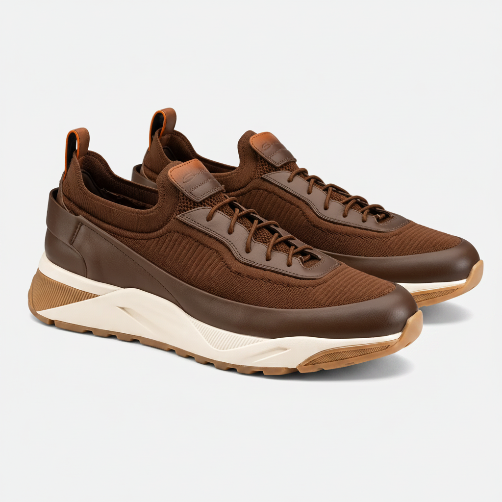 Brown Leather Slip-On Sneakers
