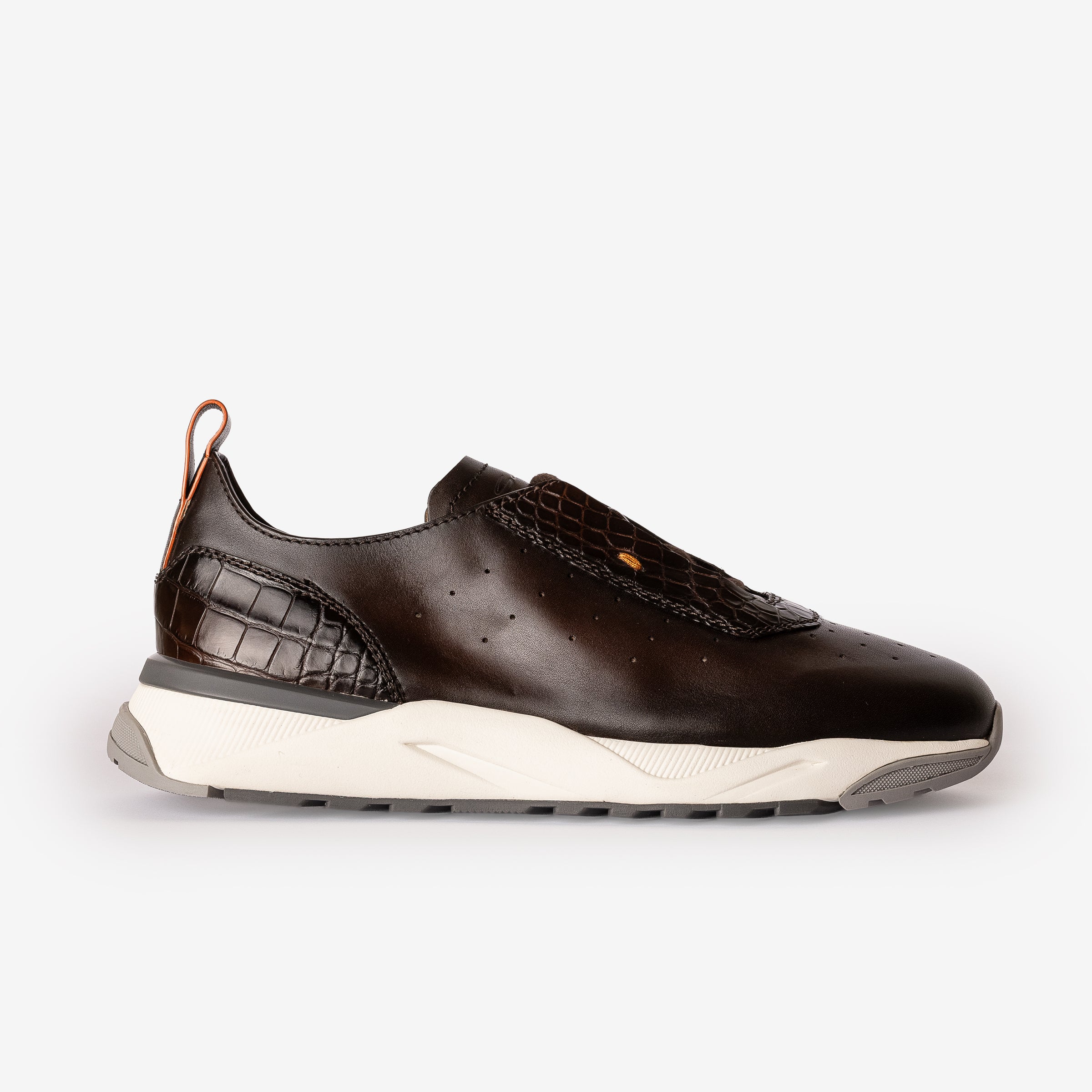 Brown Leather & Alligator Sneaker