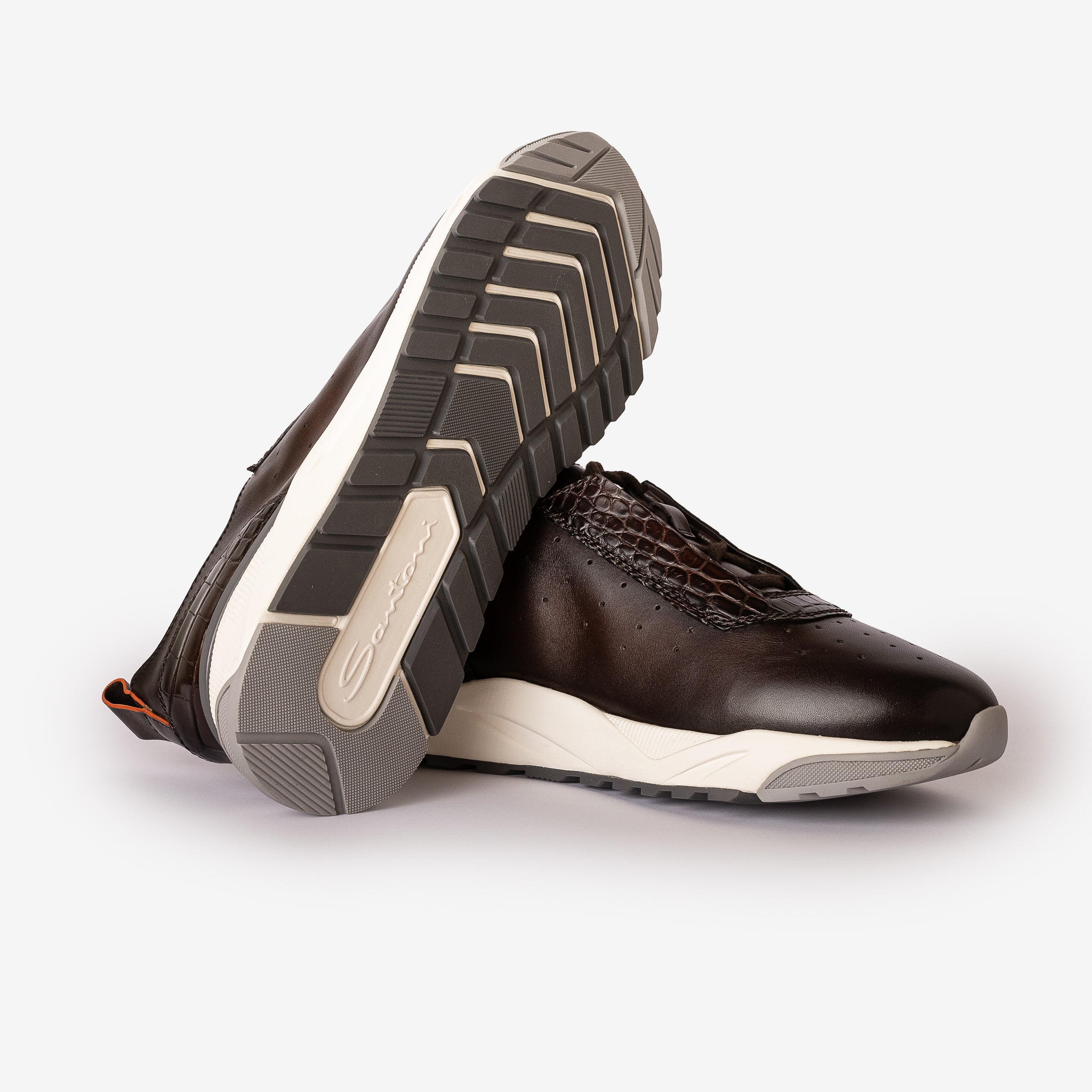 Brown Leather & Alligator Sneaker