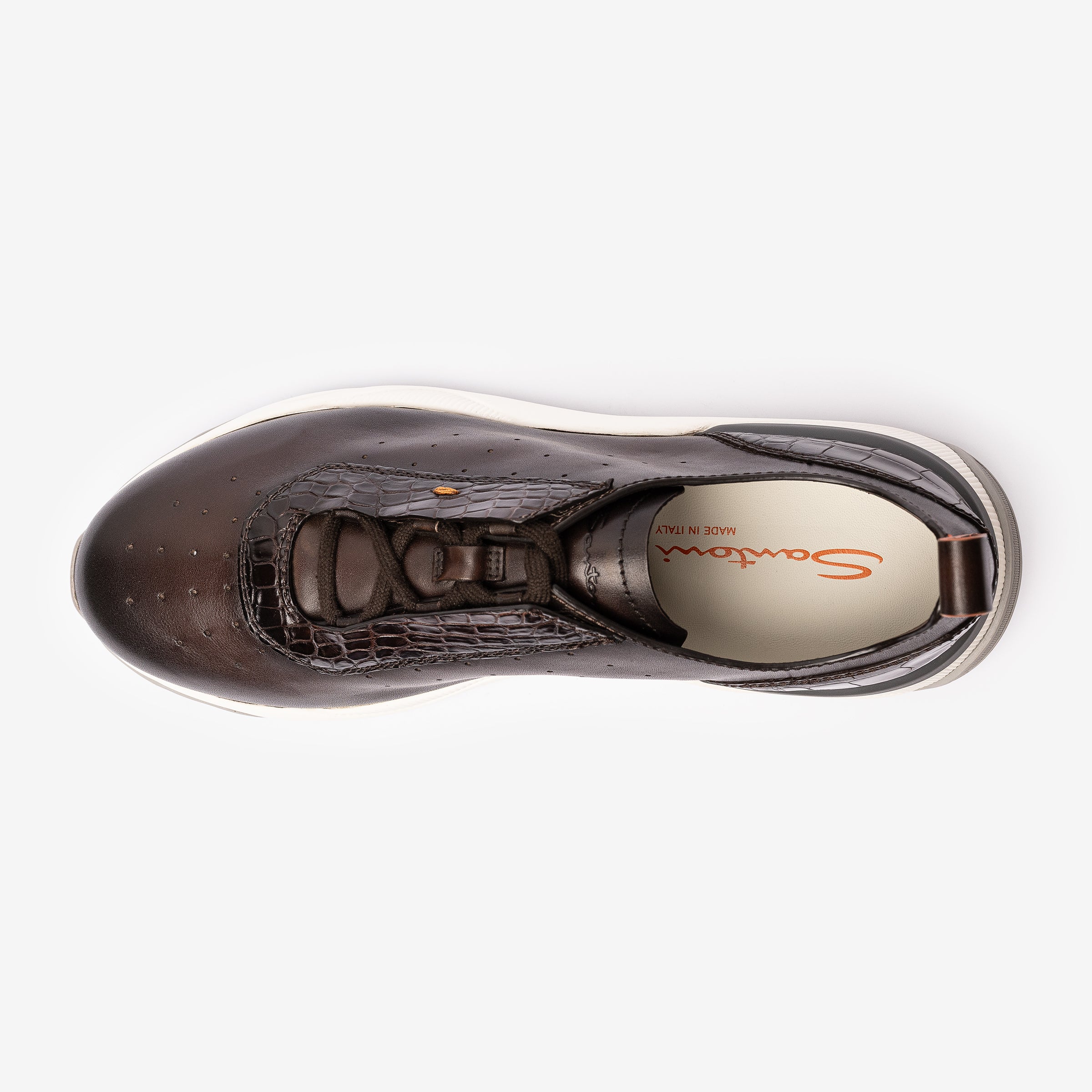Brown Leather & Alligator Sneaker