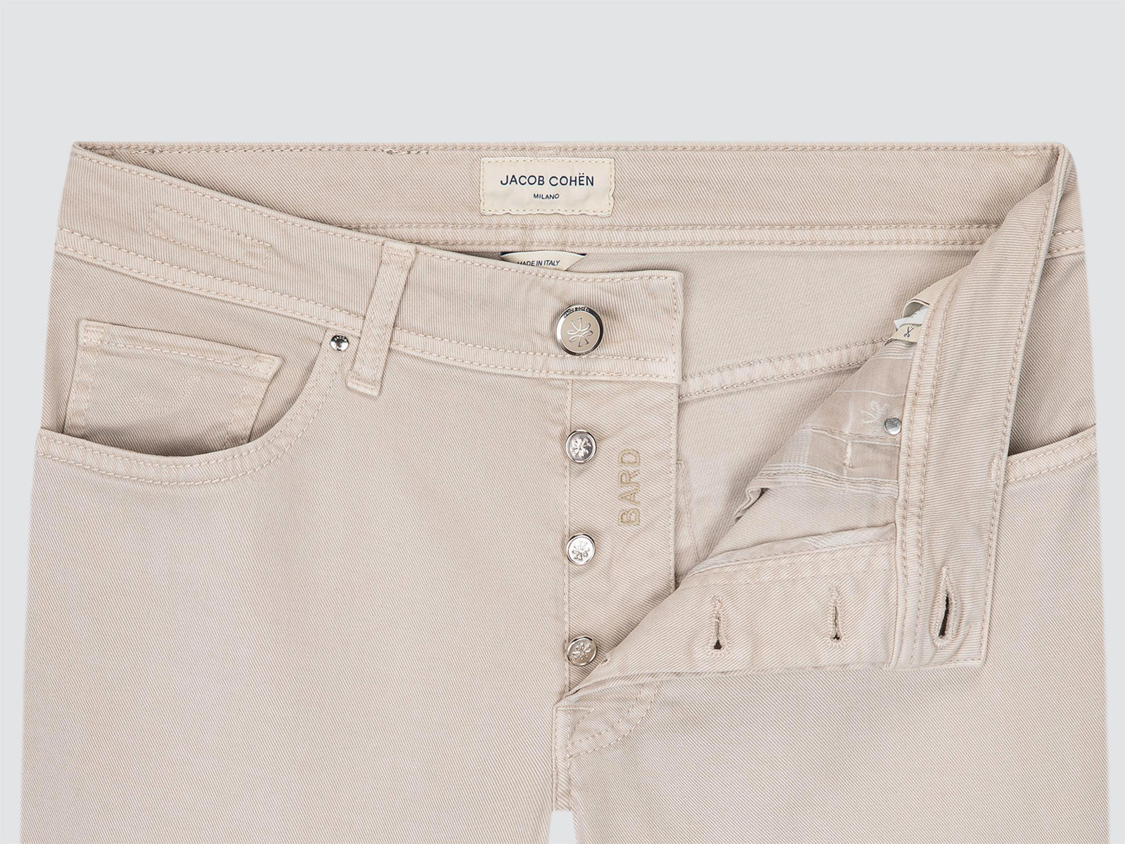 Bard 5 Pockets Pants Light Beige Cotton Lyocell Stretch Twill