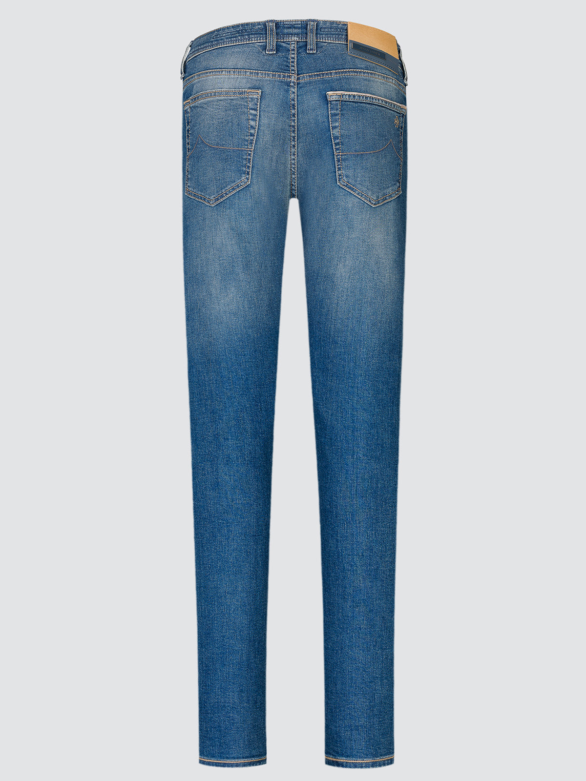 Back view of the Bard LTD jeans showing the back pockets and the Limited Edition leather patch