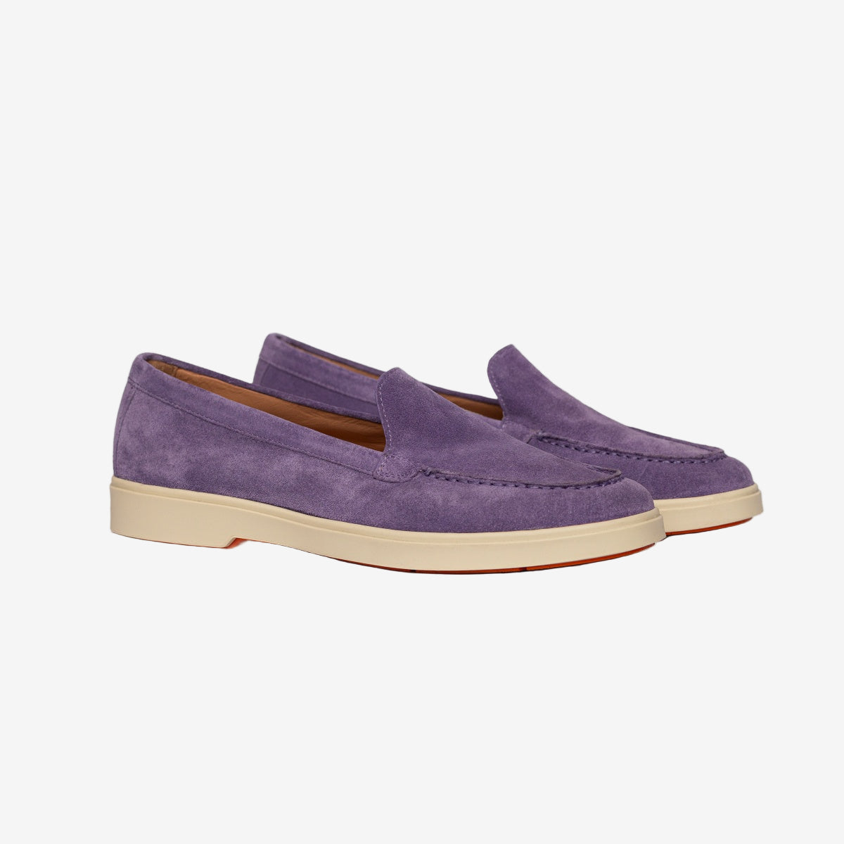 Lila suède loafers ronde neus