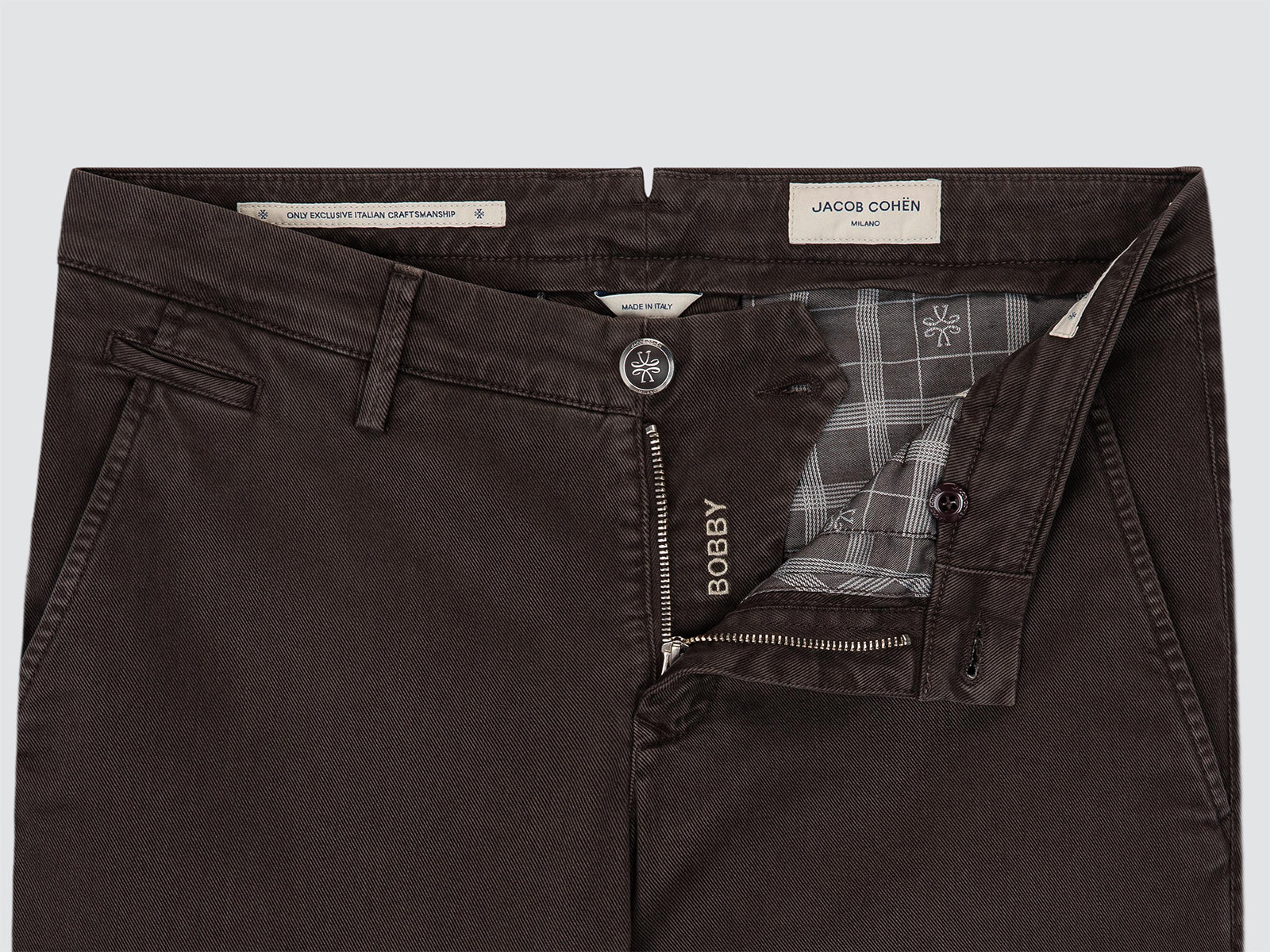 Pantalones Bobby de Sarga Elástica de Algodón y Lyocell Marrón