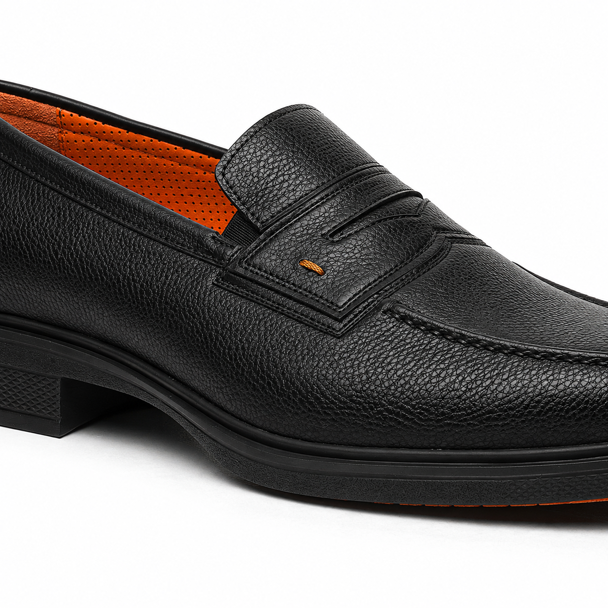 Black Grained Leather Easy Loafer