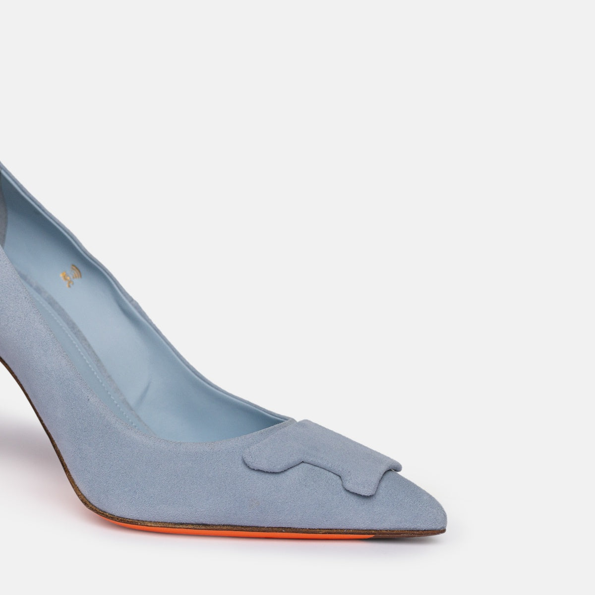 Lichtblauw suède hoge hak Sibille pump