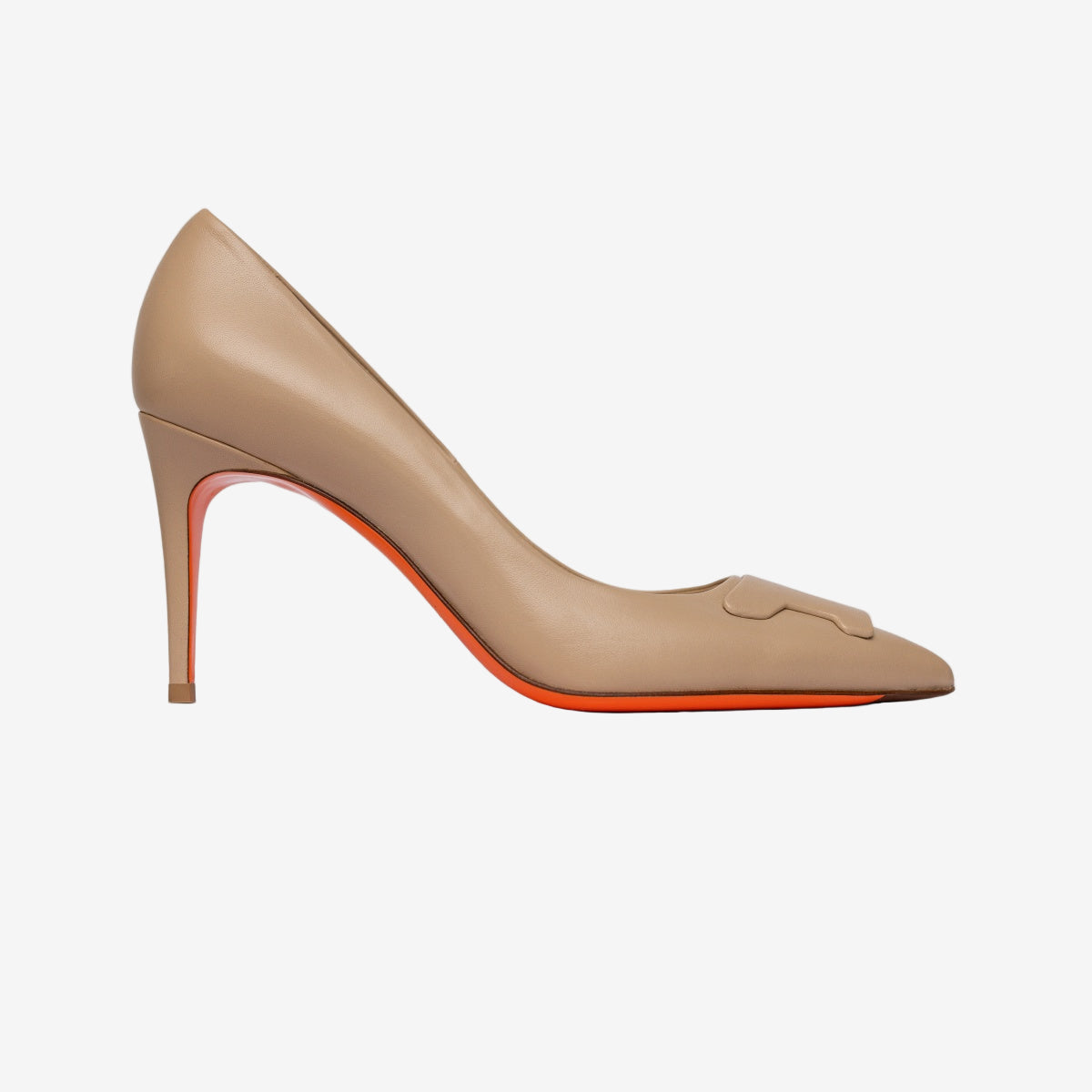 Nude leren Sibille pump hoge hak