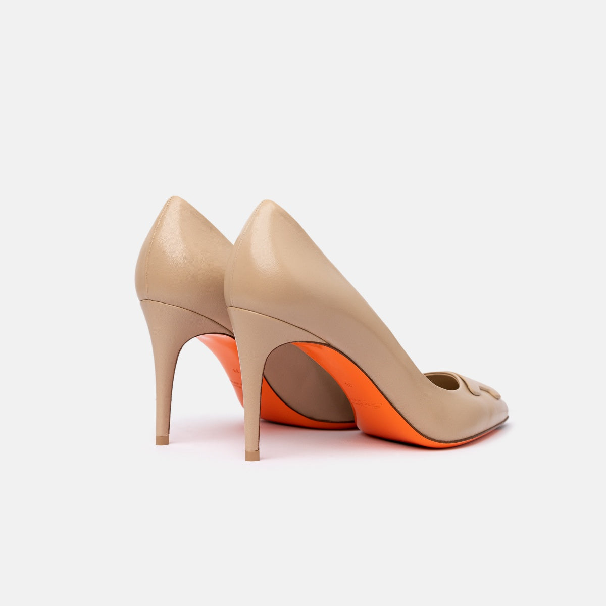 Nude leren Sibille pump hoge hak