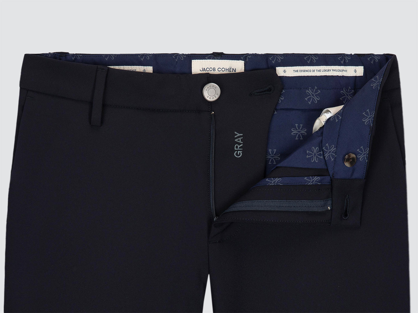 Gray - Regular Chino Pants in Navy Blue Technical Stretch