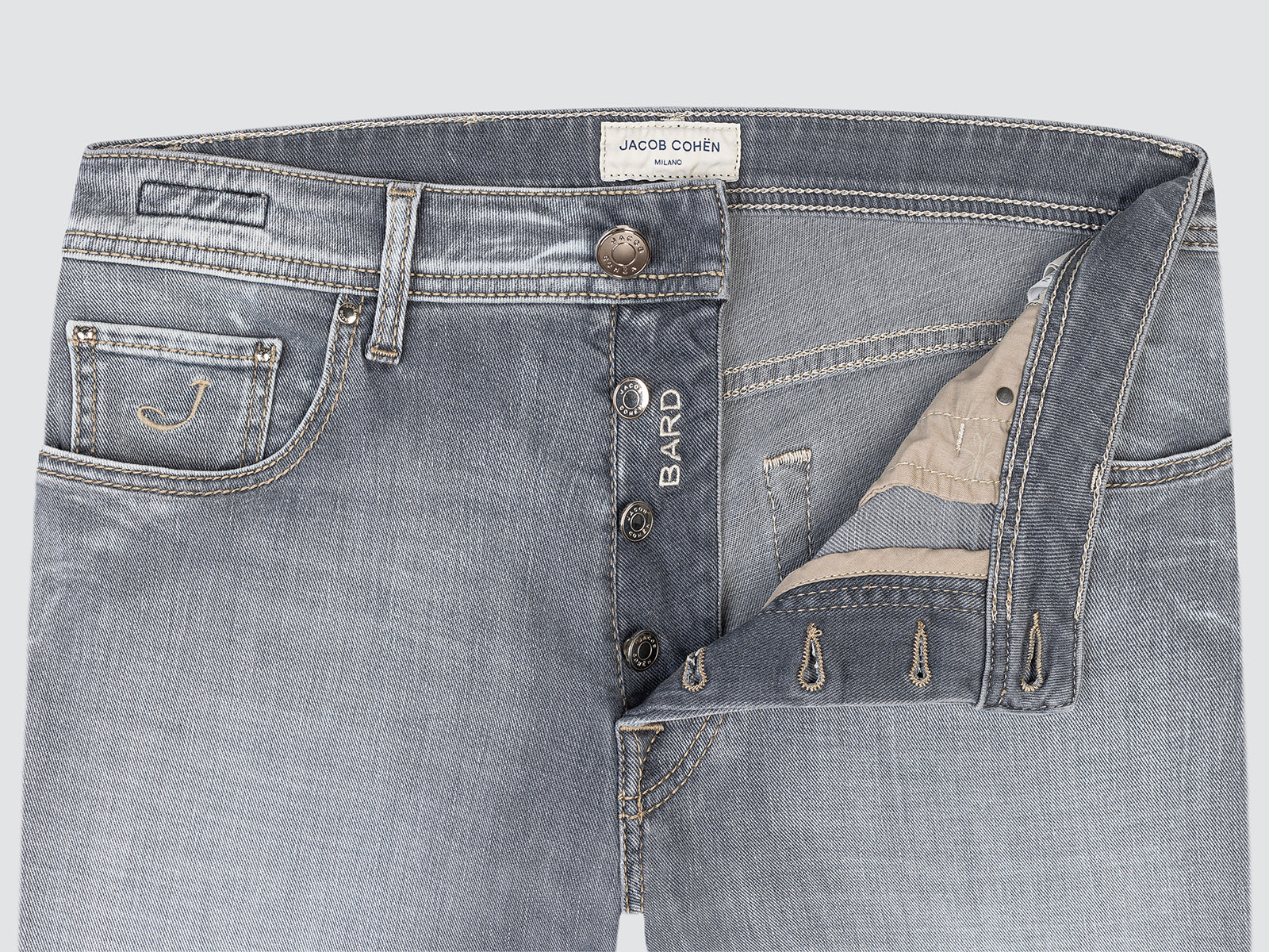Jean Bard en Denim Super Stretch Gris Clair Délavage Vintage