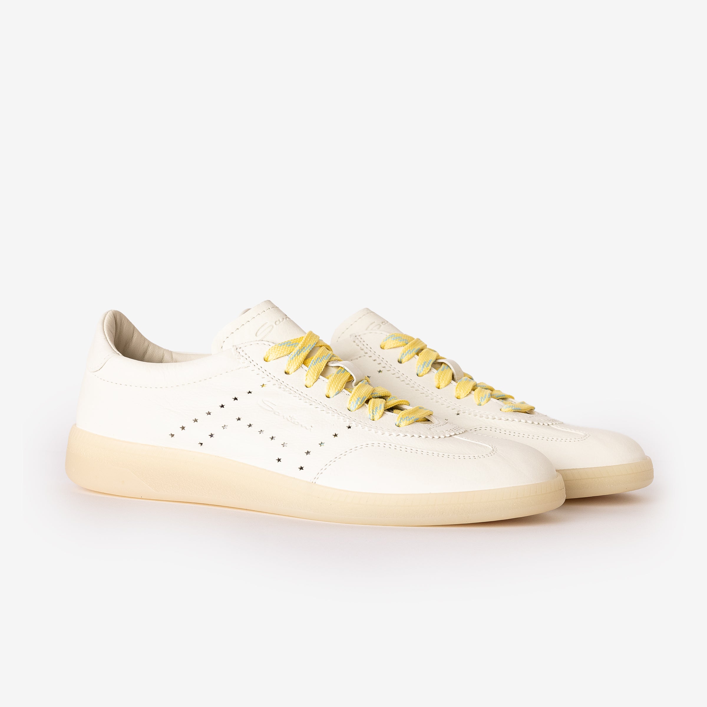 White Tumbled Leather DBS Oly Sneaker