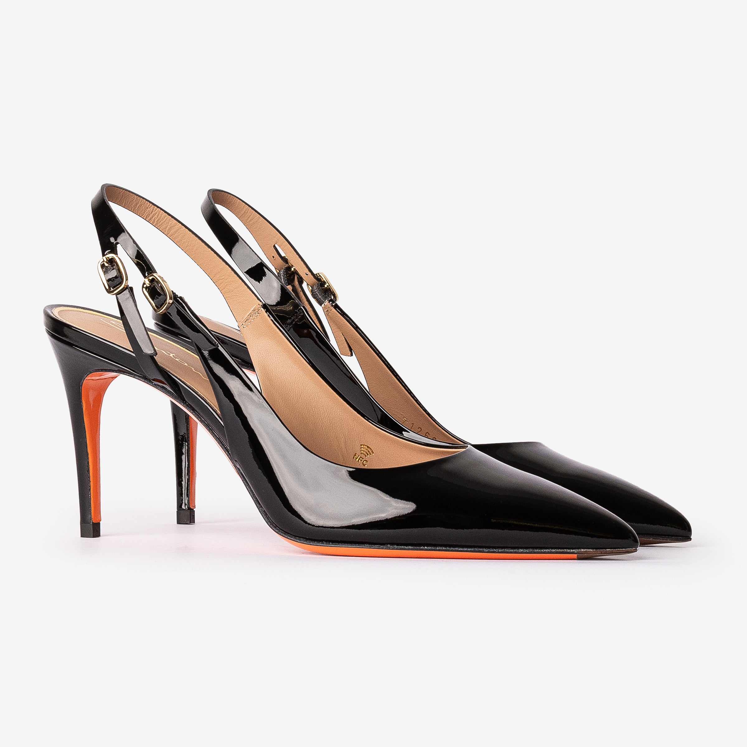 Black Patent Leather High-Heel Slingback