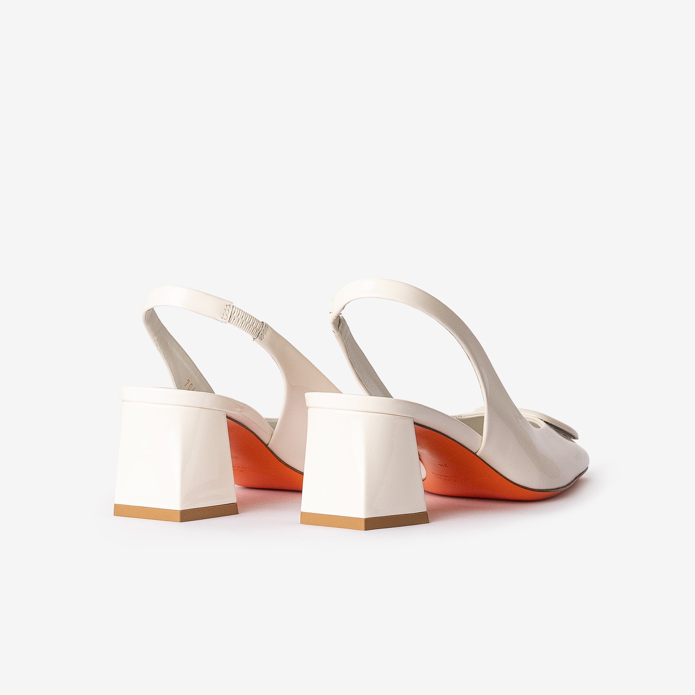 White Patent Leather Mid-Heel Slingback