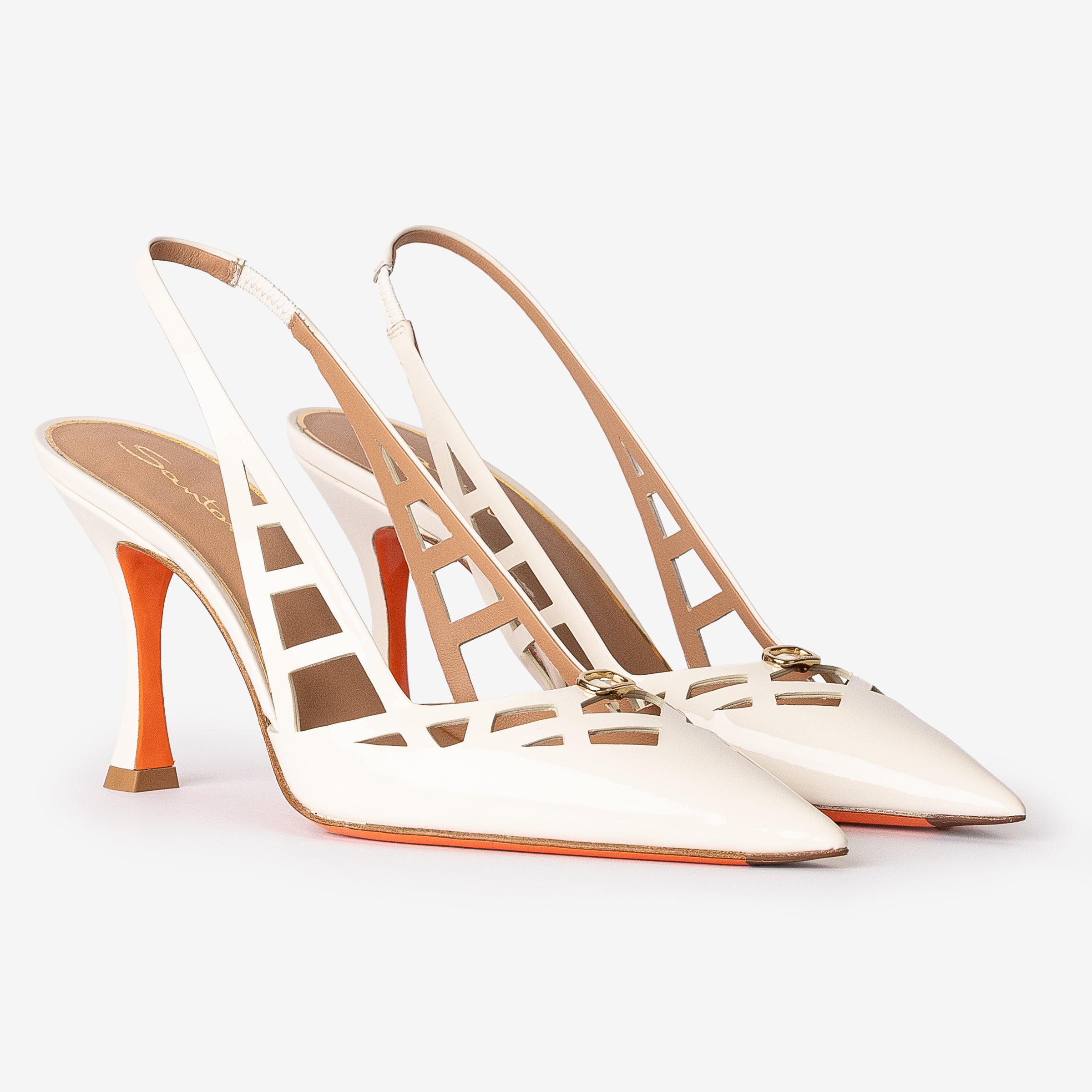 White Patent High-heel Slingback