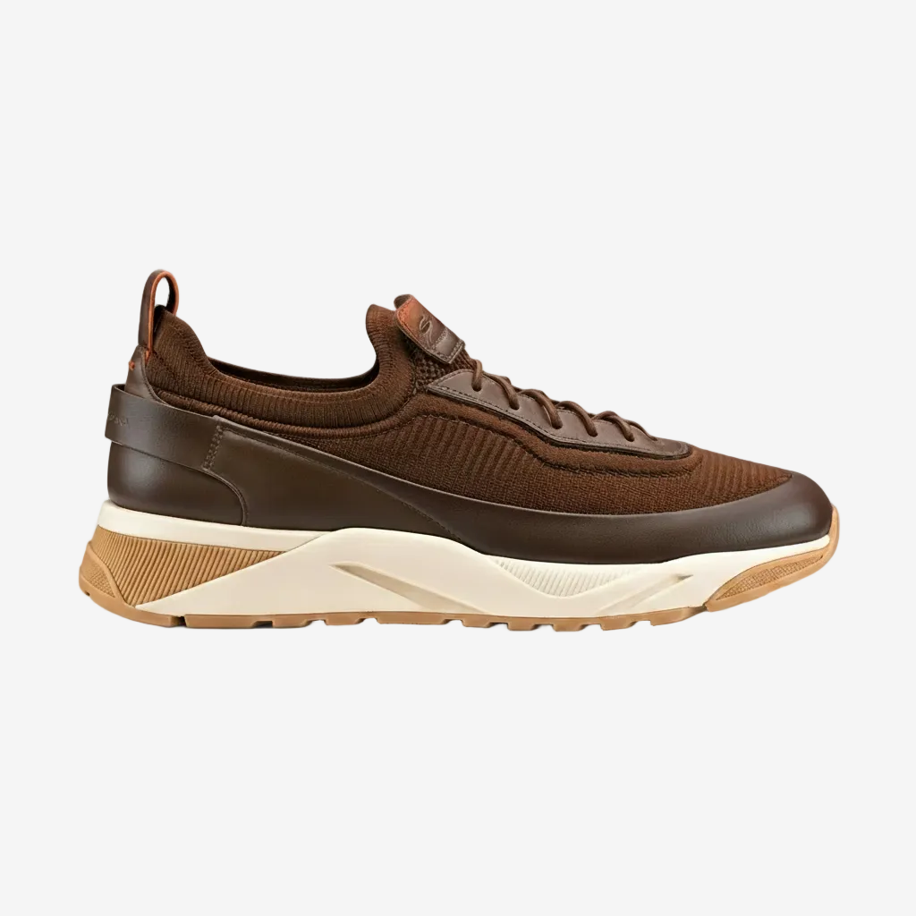 Brown Leather Slip-On Sneakers