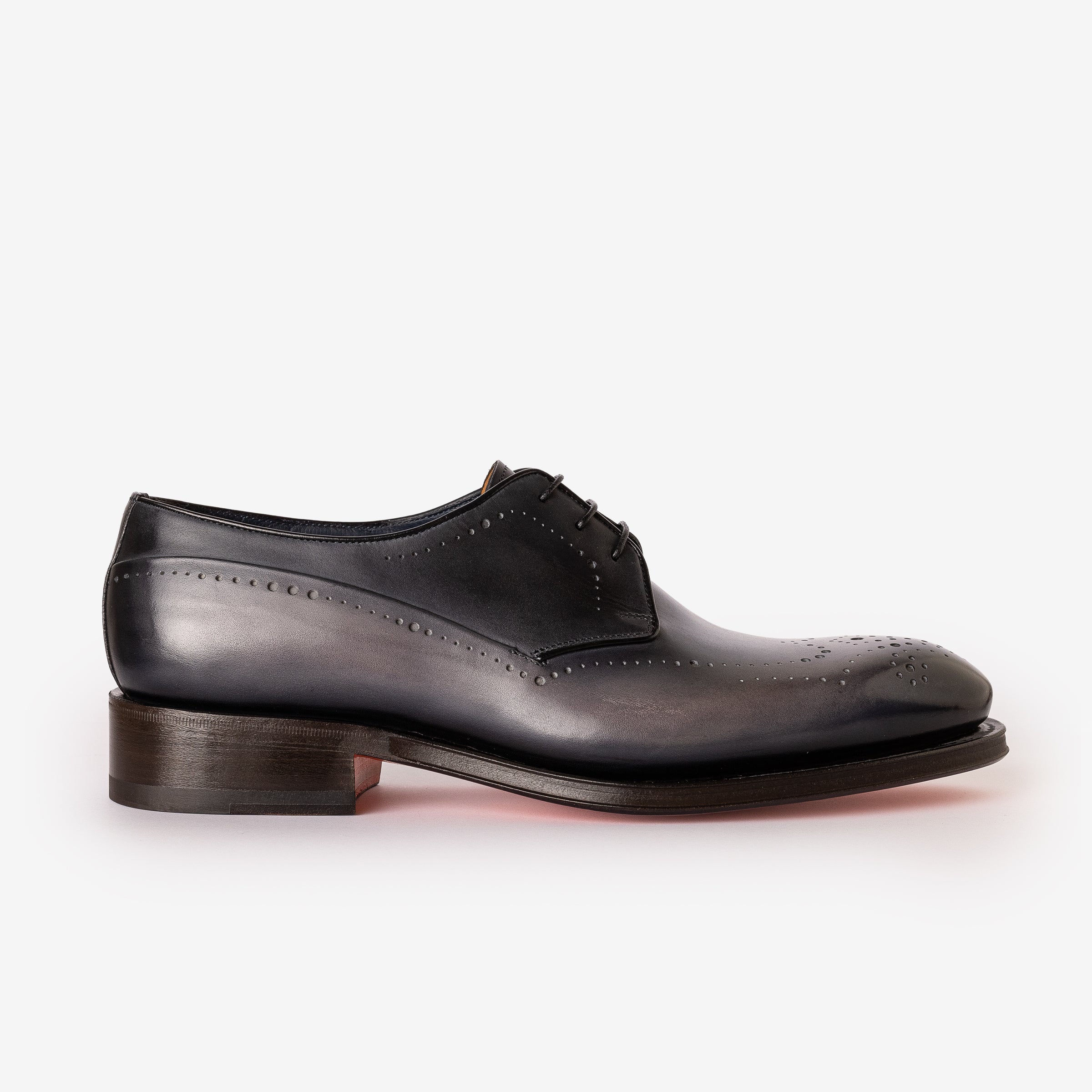 Grey Leather Derby Brogue Lace-up