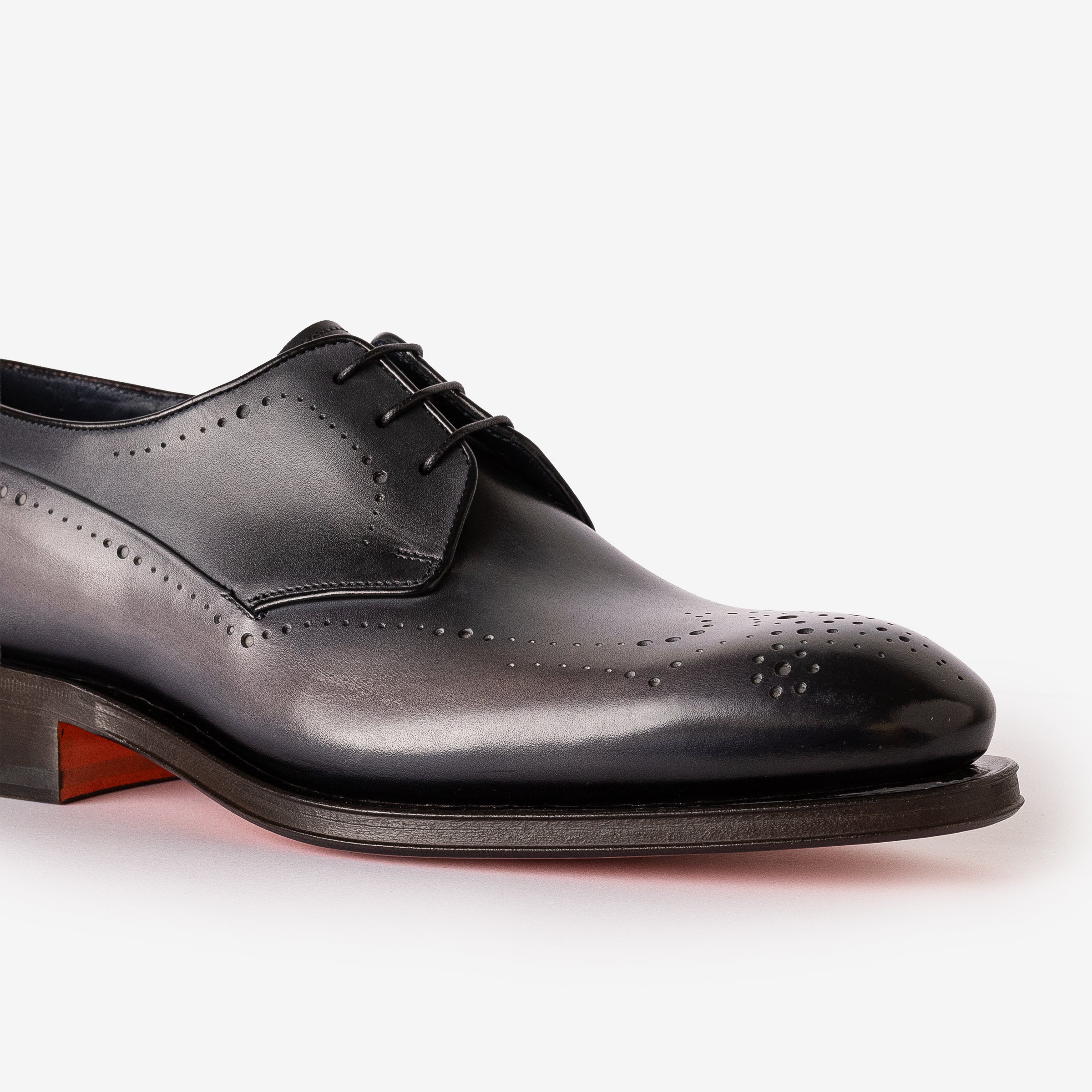 Grey Leather Derby Brogue Lace-up