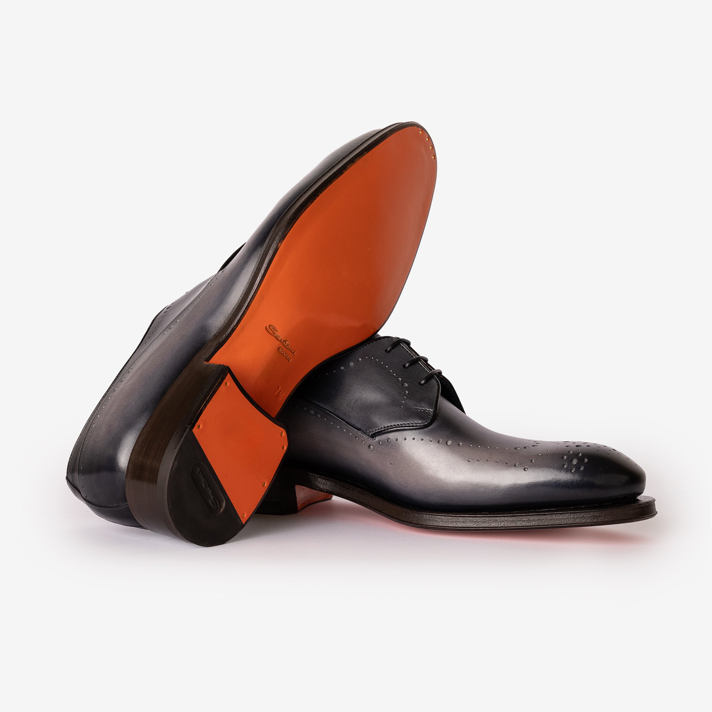 Grey Leather Derby Brogue Lace-up