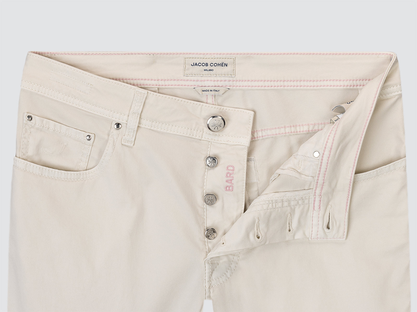 Bard Broek van Gebroken Witte Stretchtwill