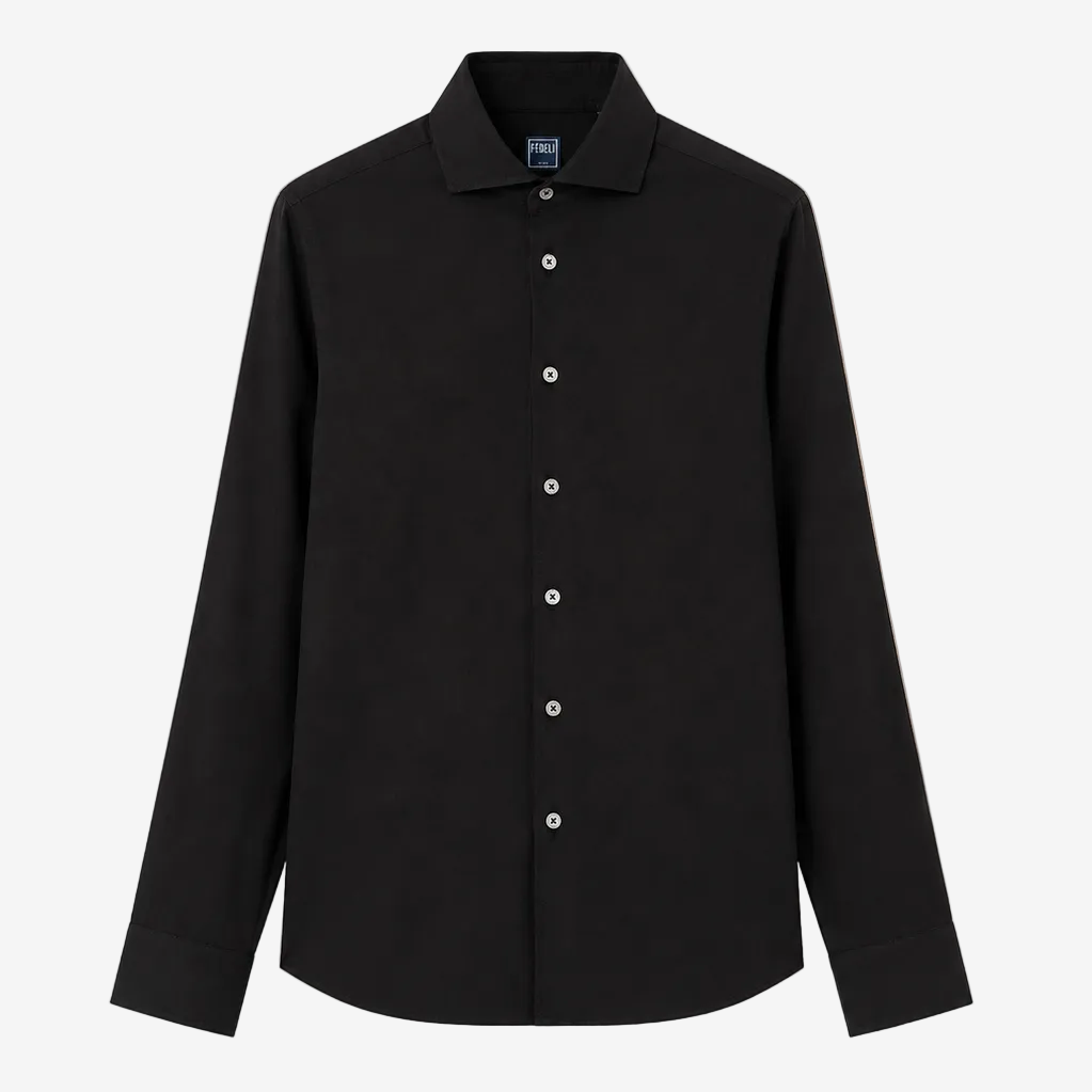Sean Black Cotton Voile Shirt