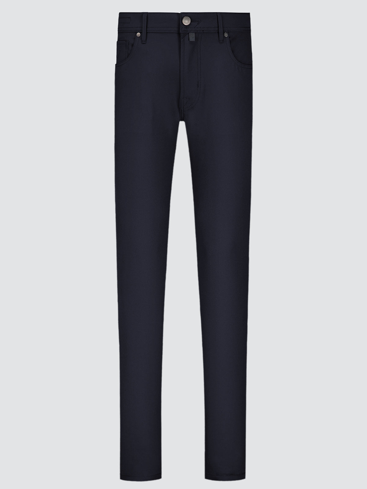A pair of dark navy blue slim-fit jeans Jacob Cohën Bard shown flat against a light gray background.
