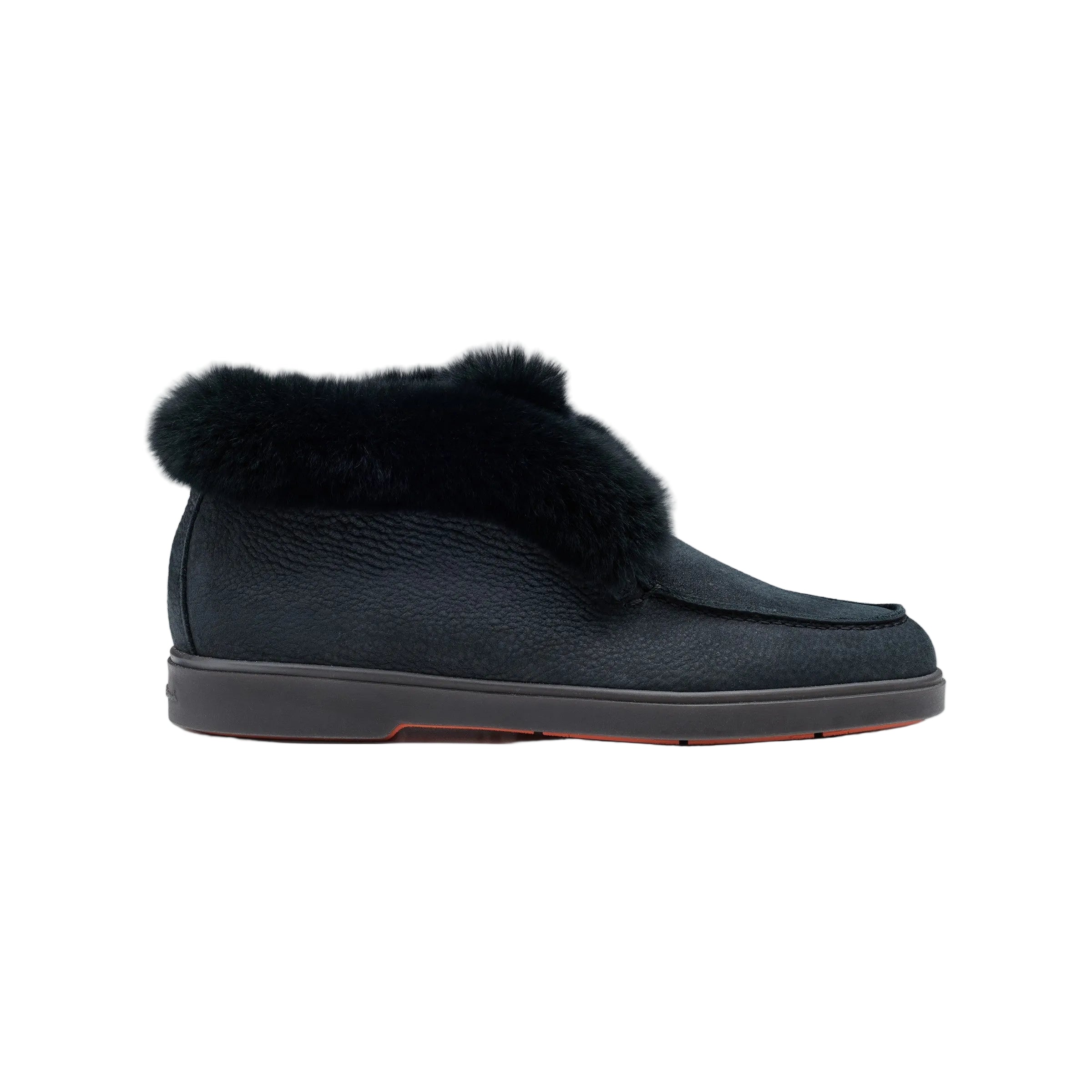 black Suede Desert Boot with Fur