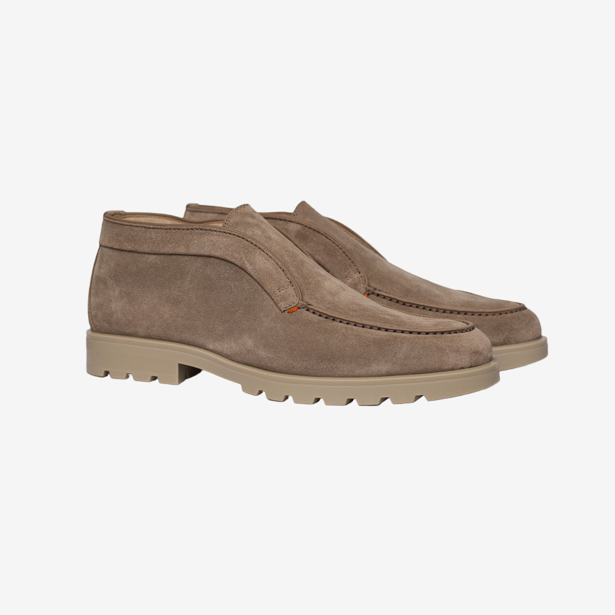 Beige Suede Rubber Sole fur lined Boots