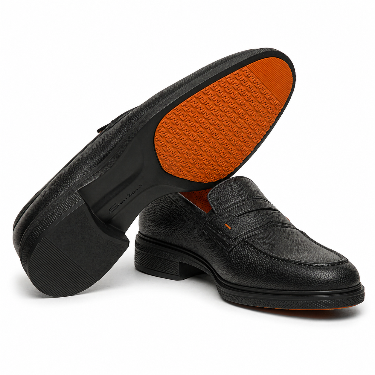 Black Grained Leather Easy Loafer