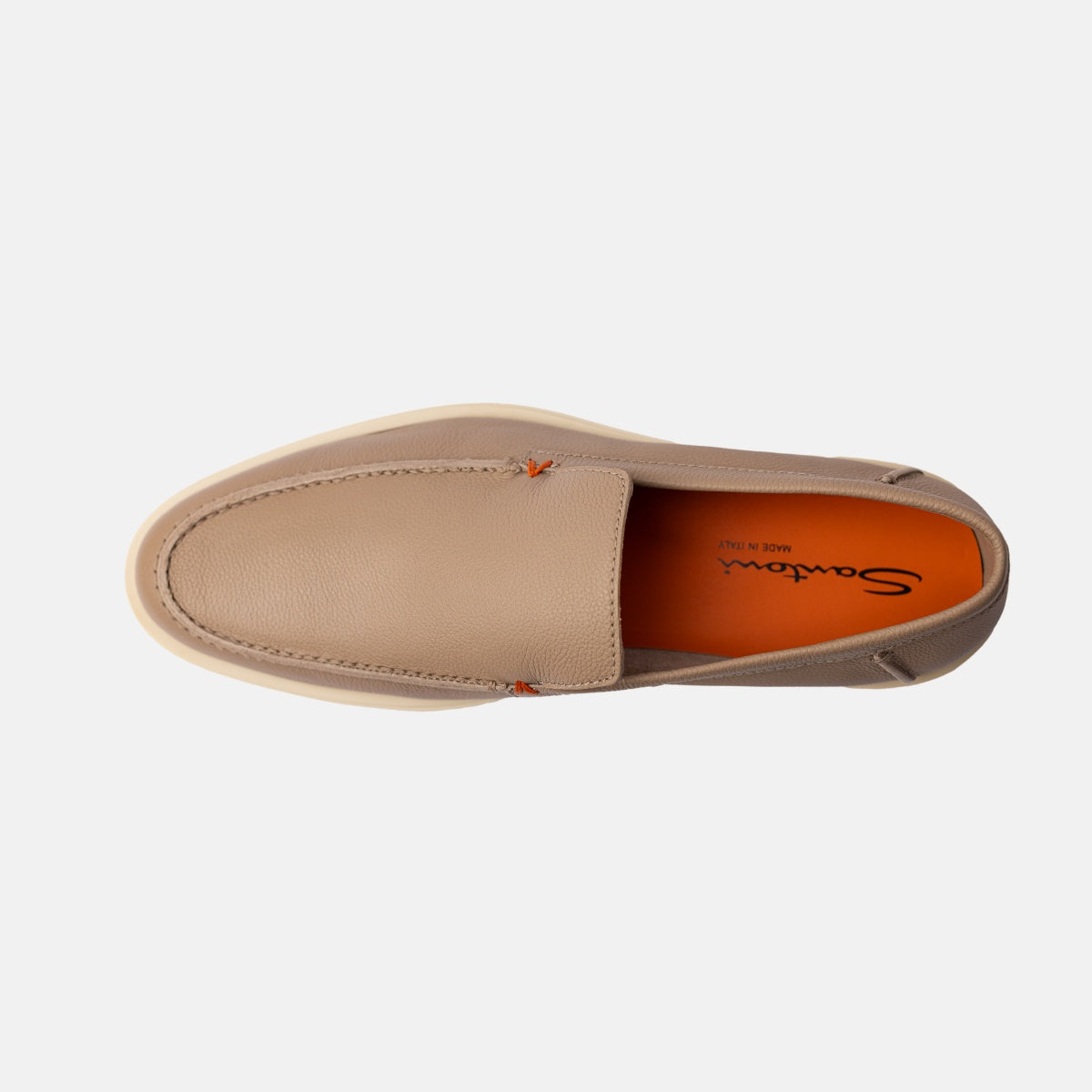 Men's beige tumbled leather loafer