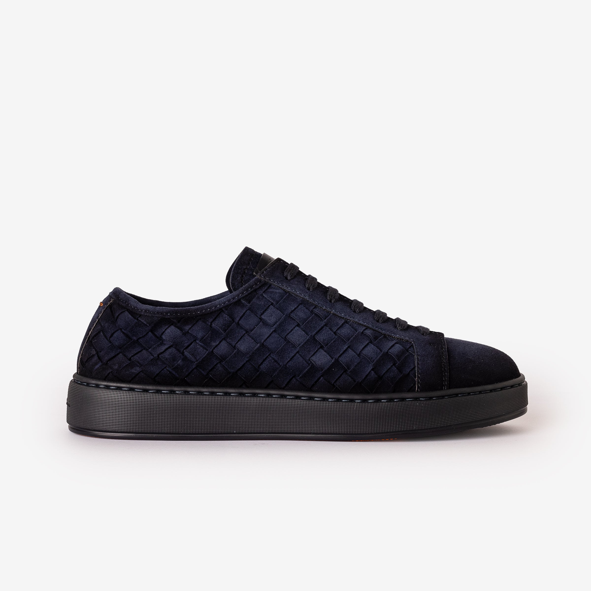 Dark Blue Woven Suede Sneakers