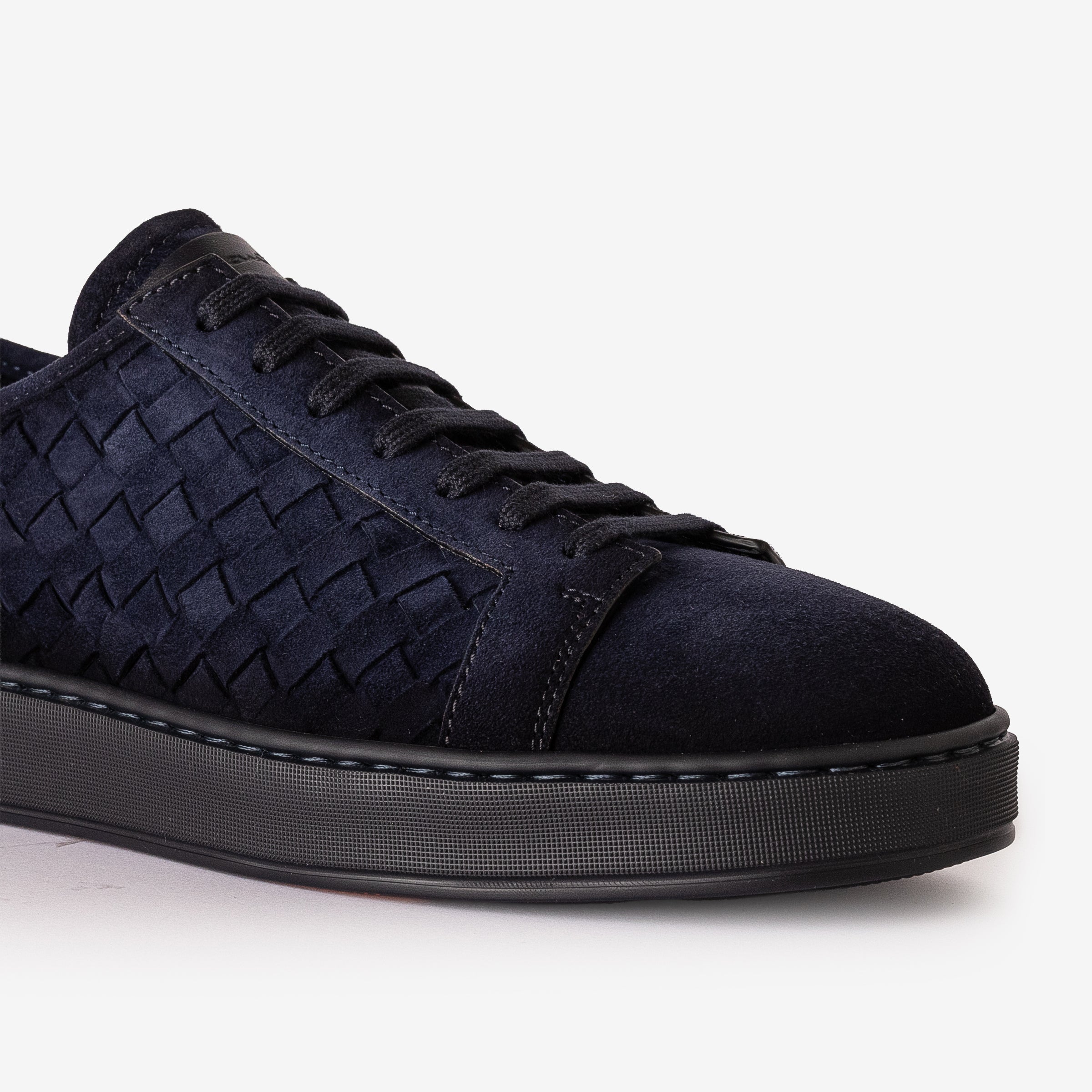 Dark Blue Woven Suede Sneakers