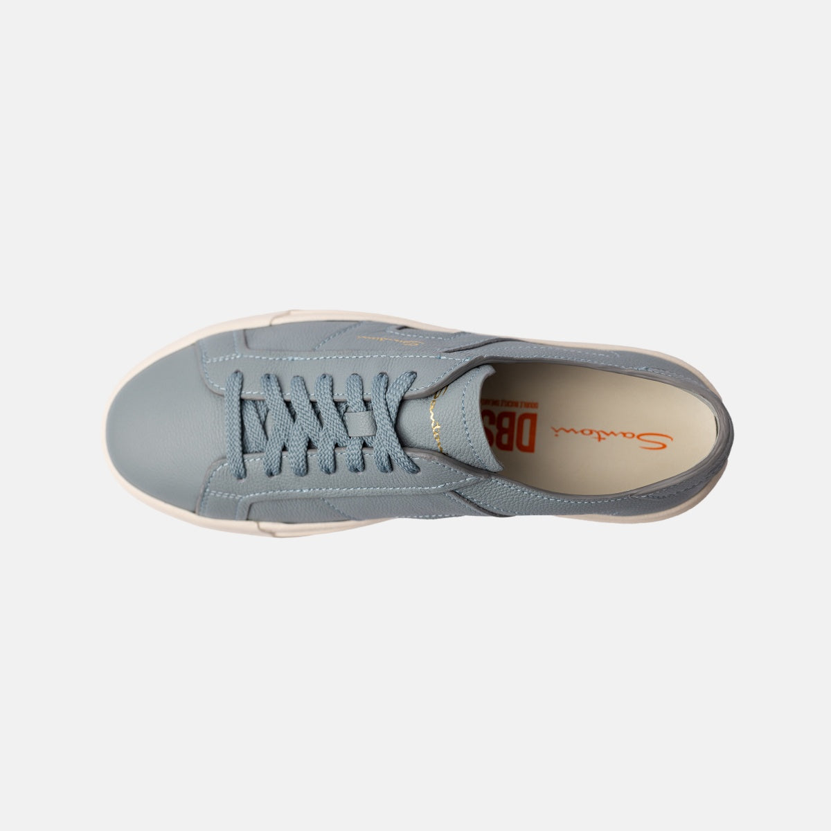 Light blue Tumbled Leather Double Buckle Sneakers