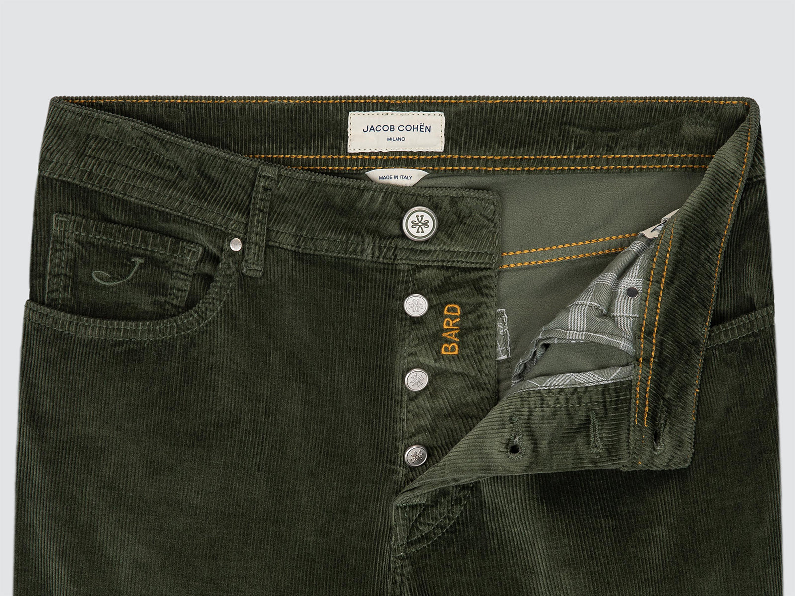 Bard in Olive Green Stretch Cotton Corduroy