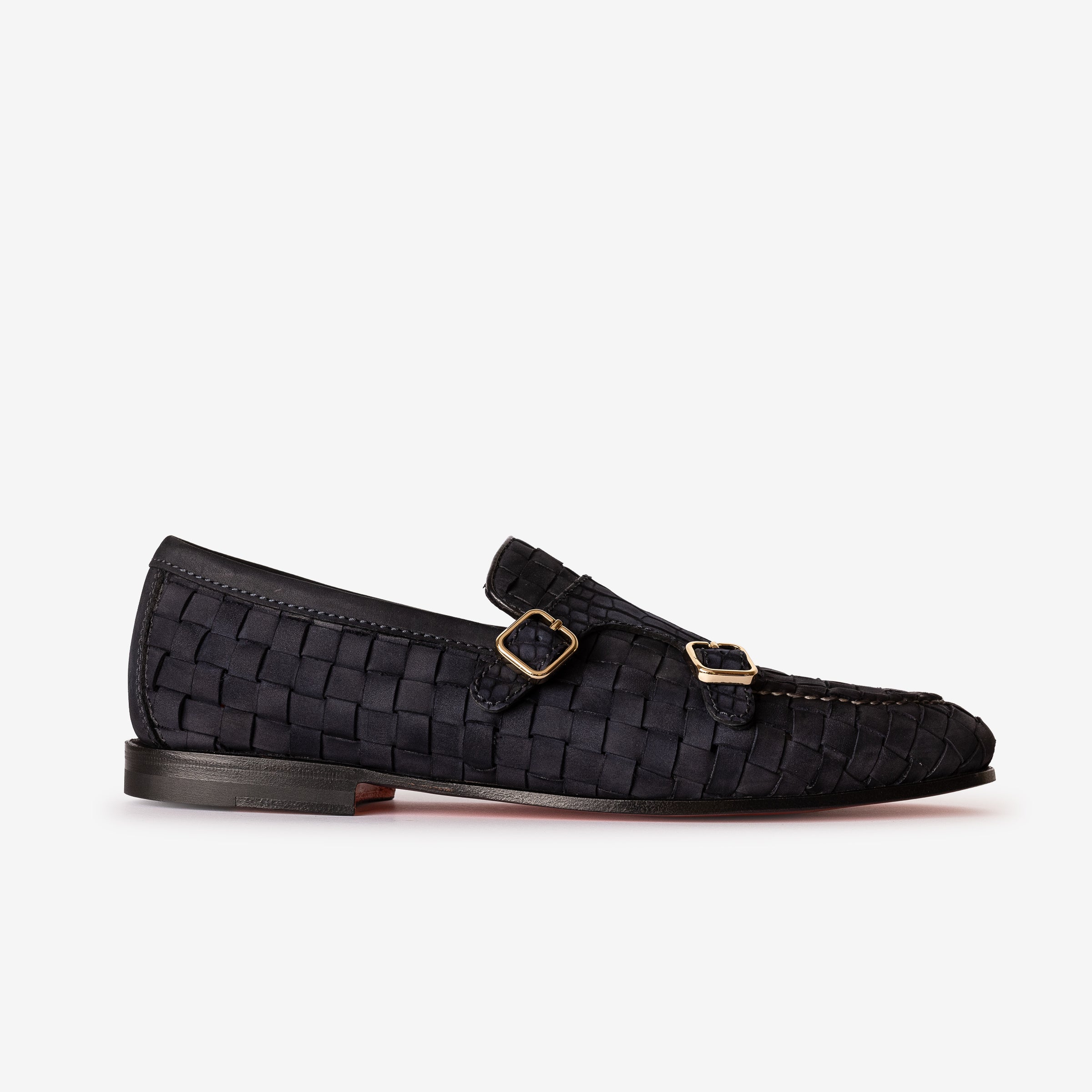 Suede & Alligator Blue Double-Monk Loafer
