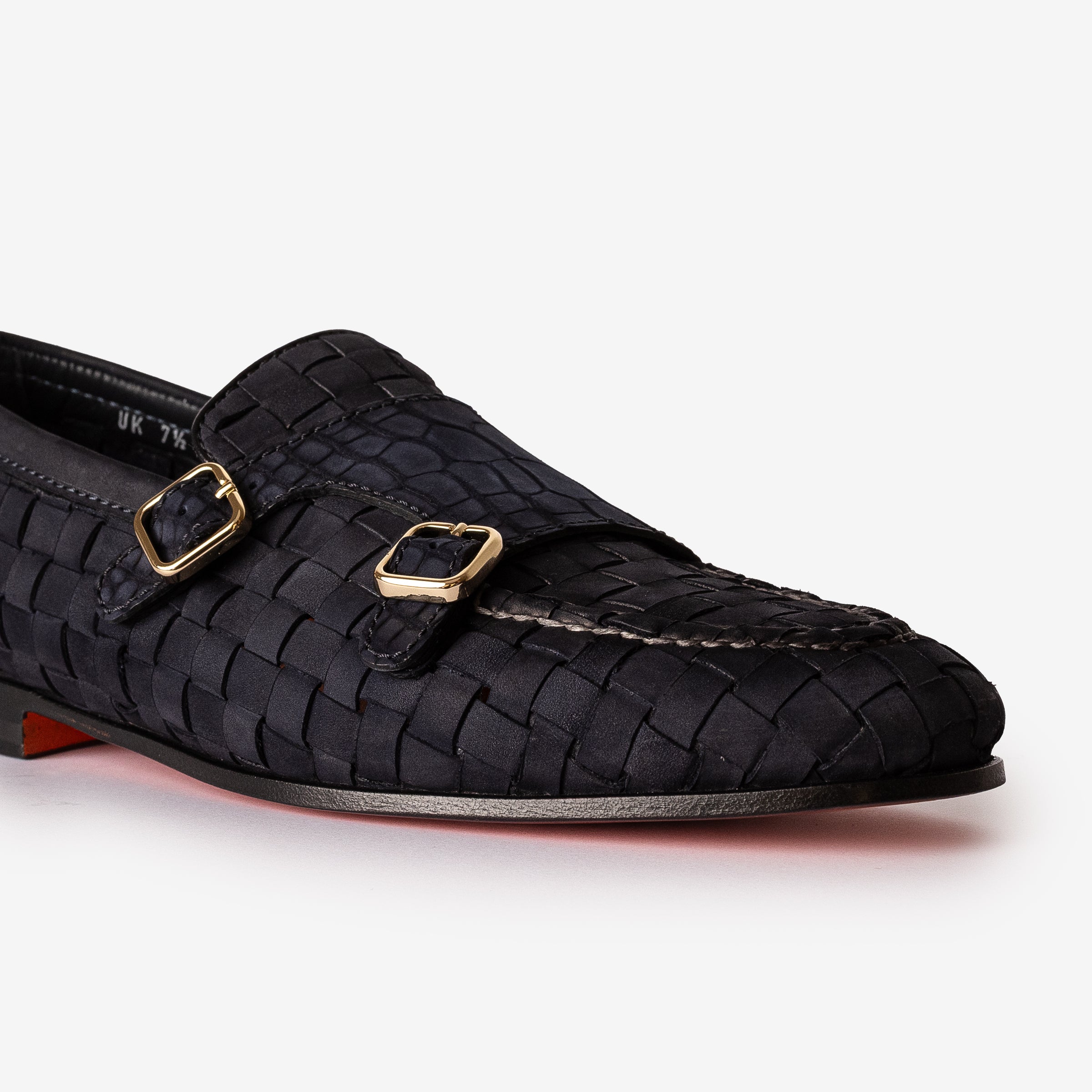 Suede & Alligator Blue Double-Monk Loafer