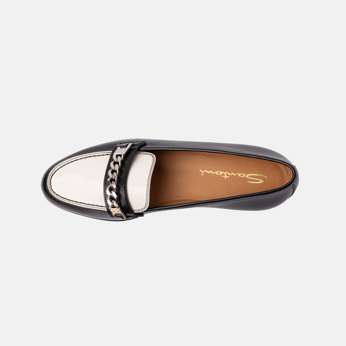 Mocasín de piel Andrea blanco y negro