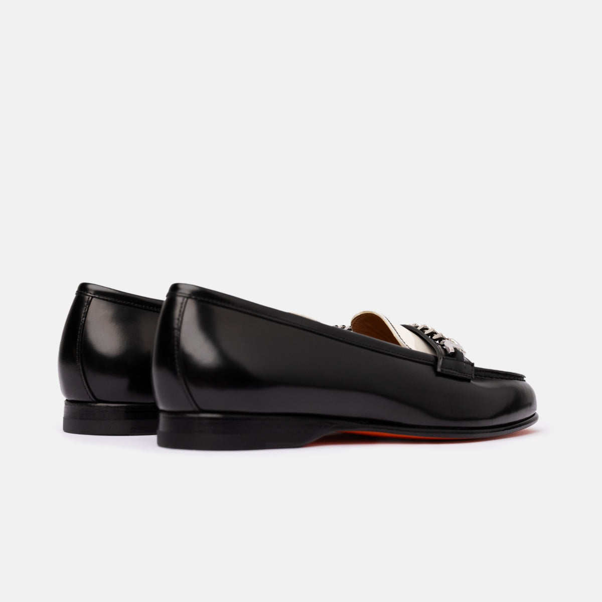 Mocasín de piel Andrea blanco y negro