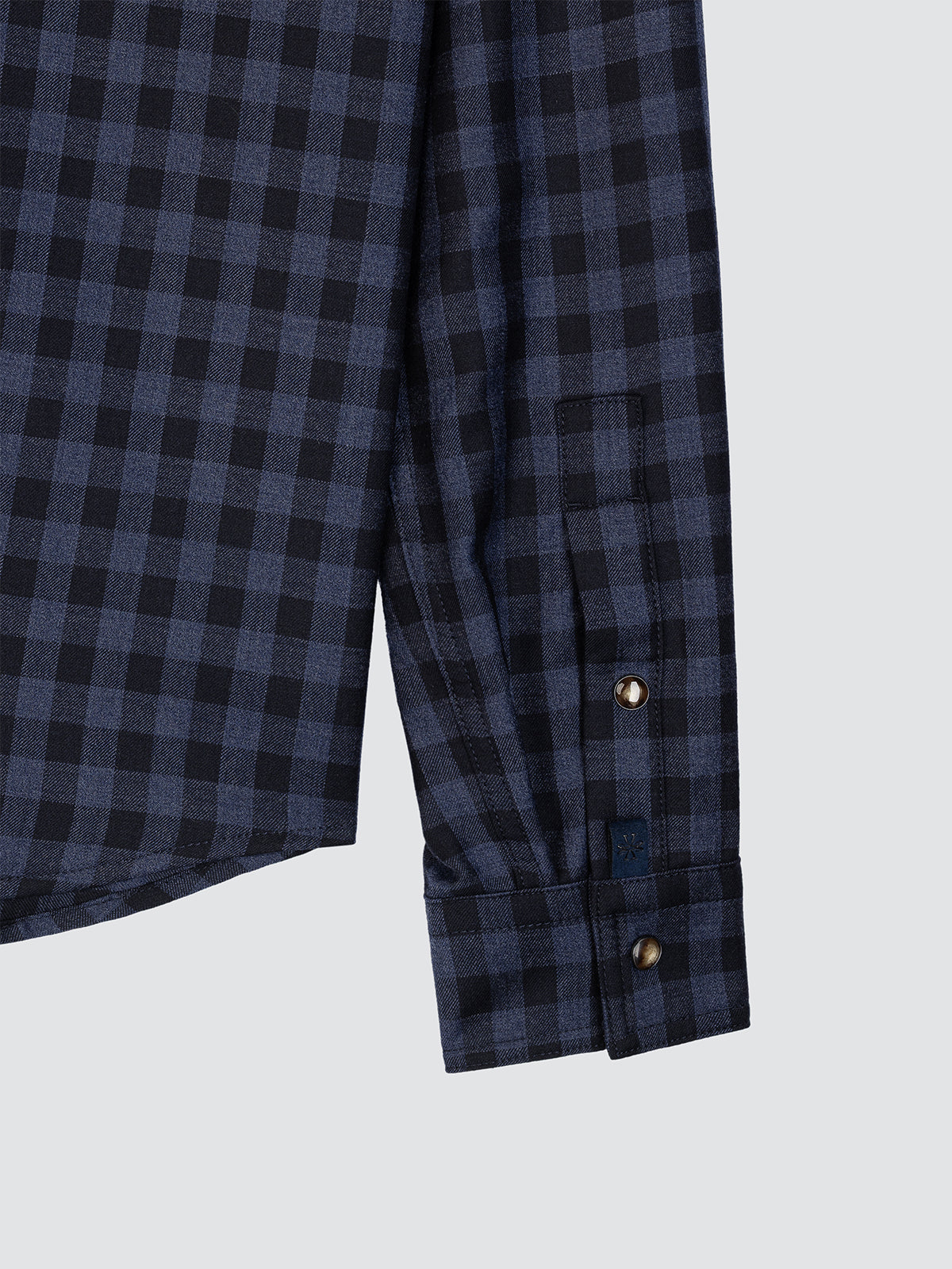 Navy Blue Cotton Checkered Shirt with Pockets