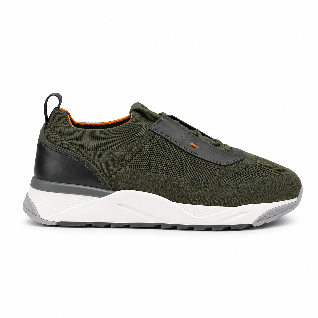 Green Fabric & Leather Sneakers