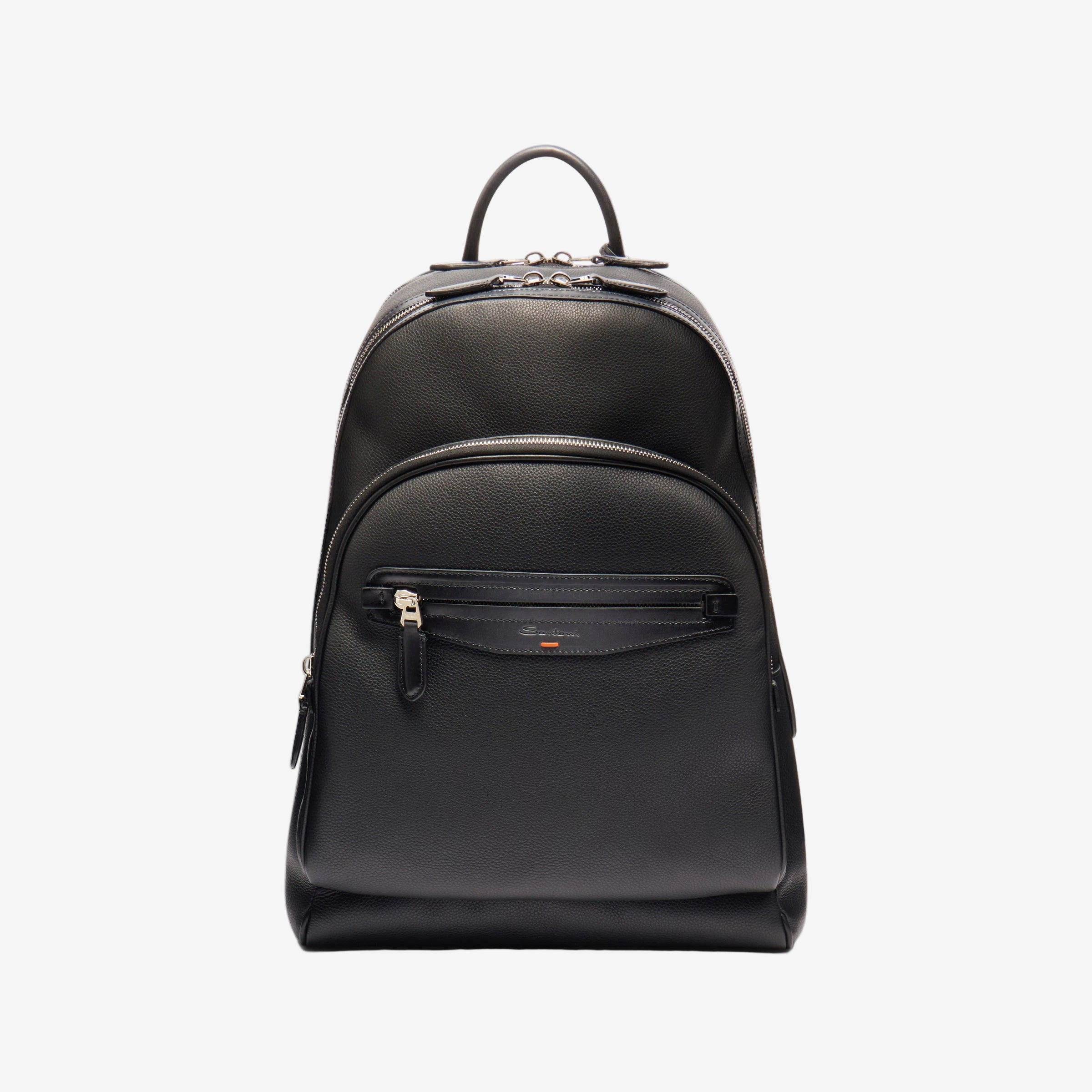 Mochila de piel abatanada negra