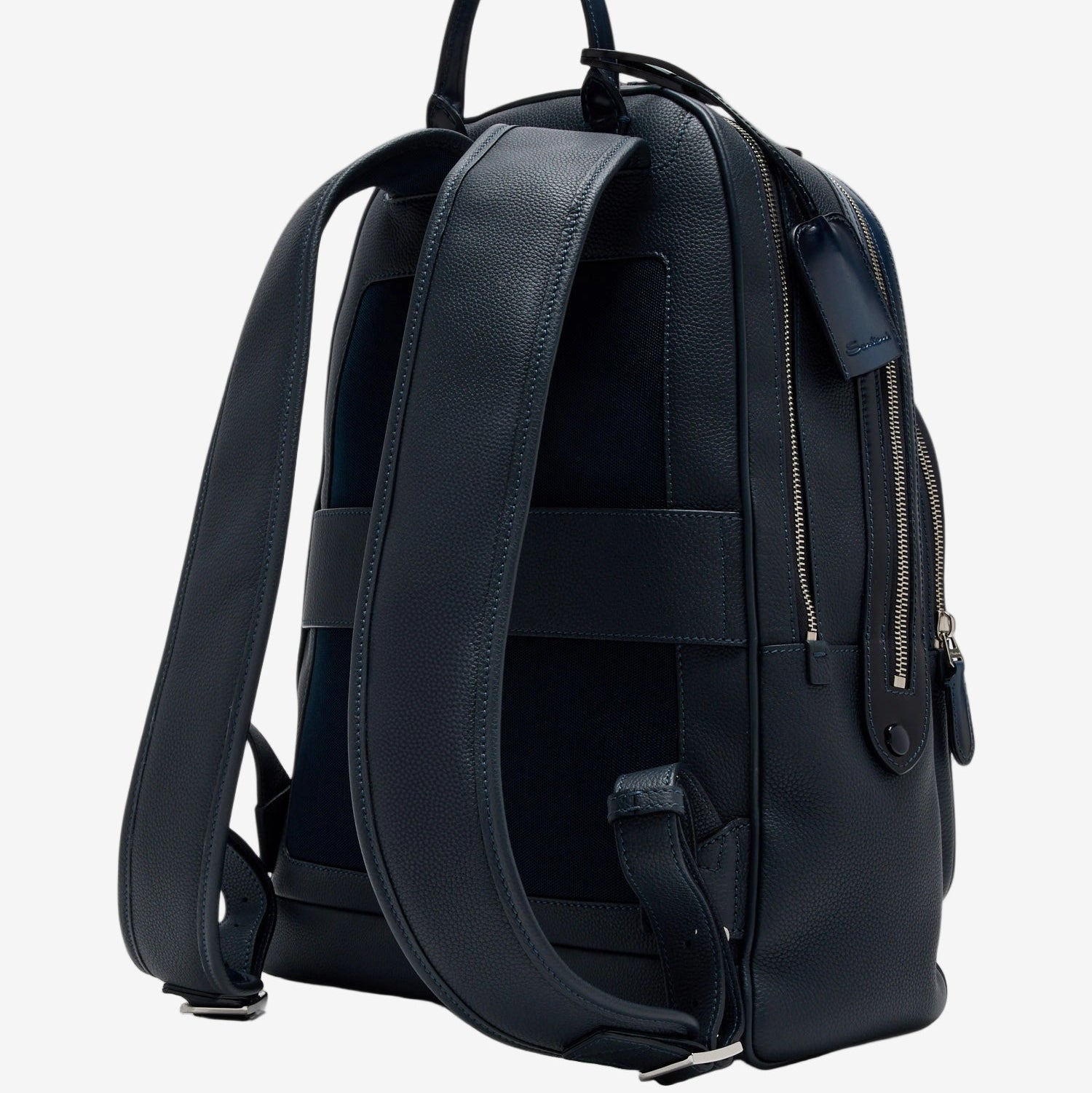 Mochila de piel abatanada azul