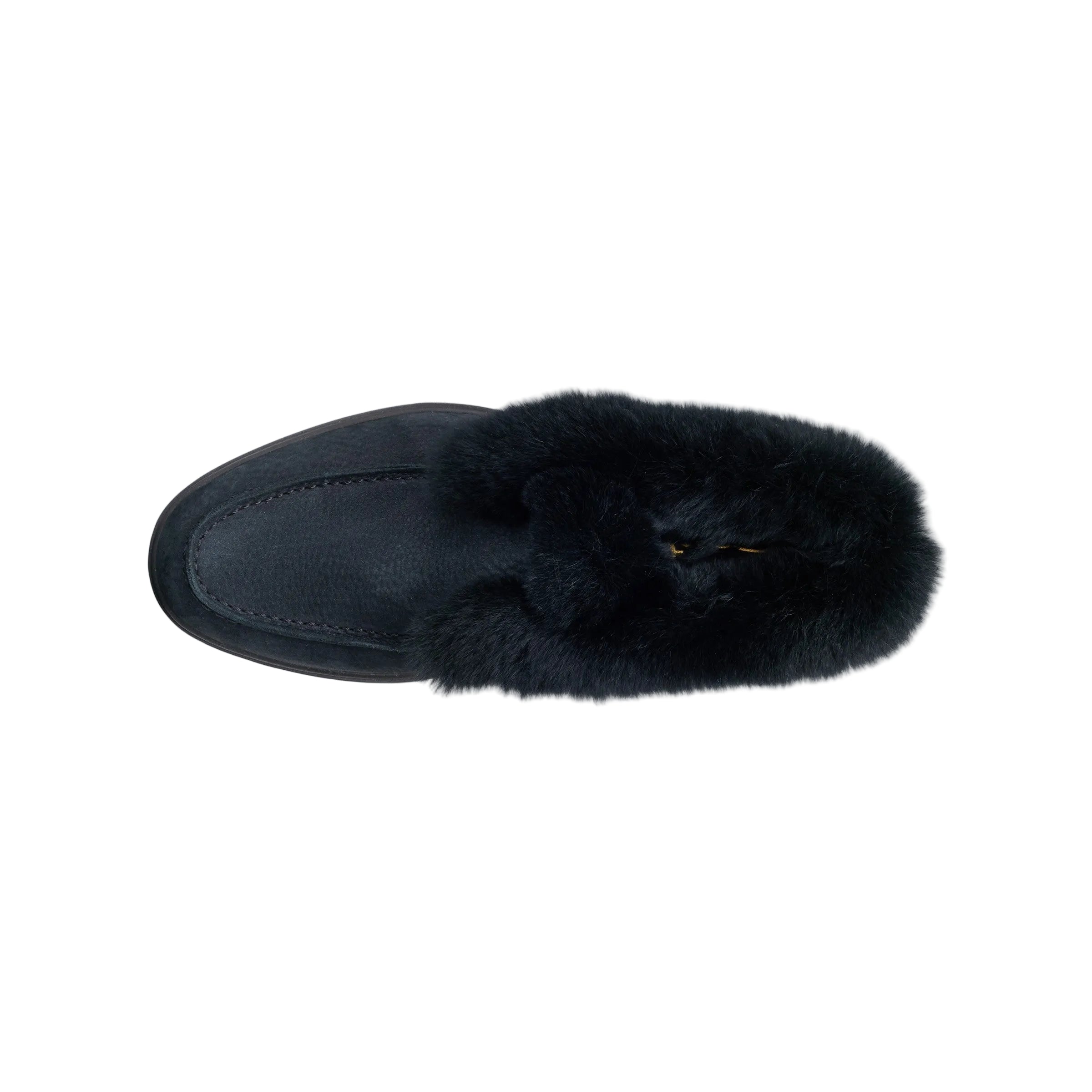 black Suede Desert Boot with Fur