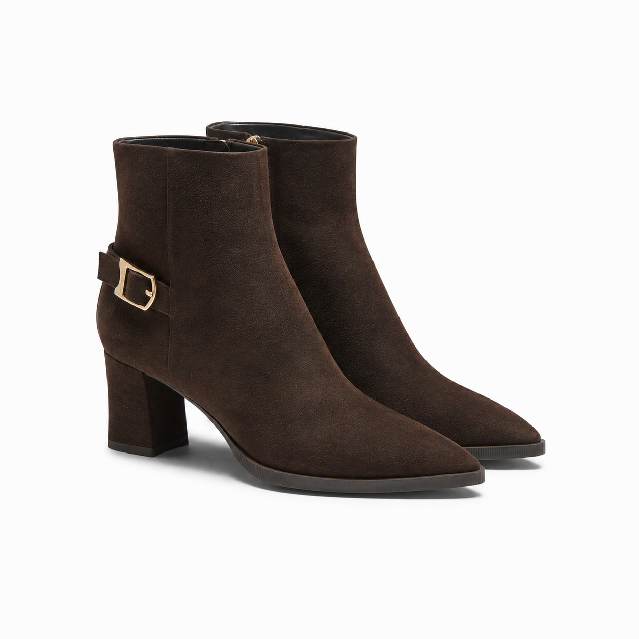Dark Brown suede mid-heel Ankle Boot
