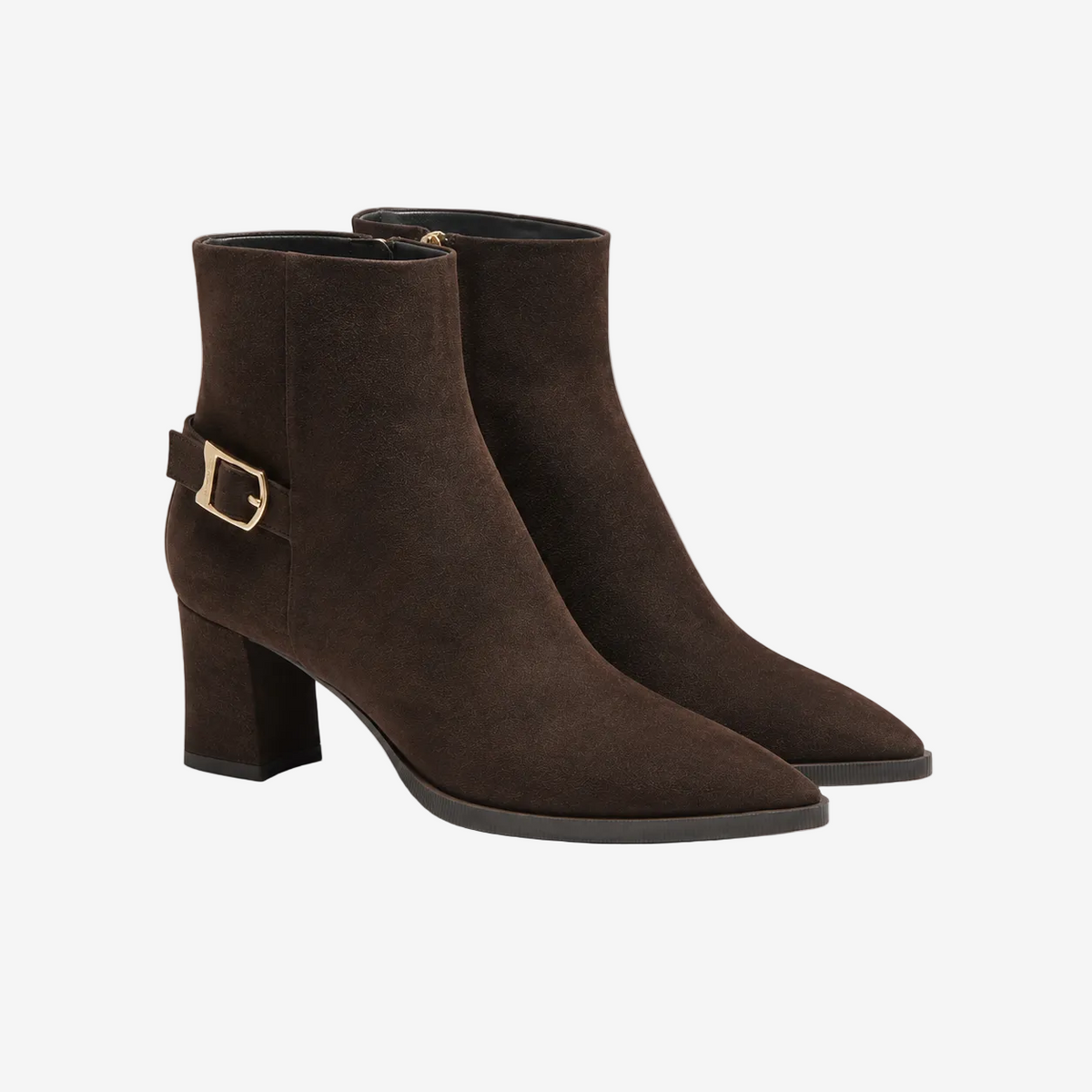 Dark Brown suede mid-heel Ankle Boot