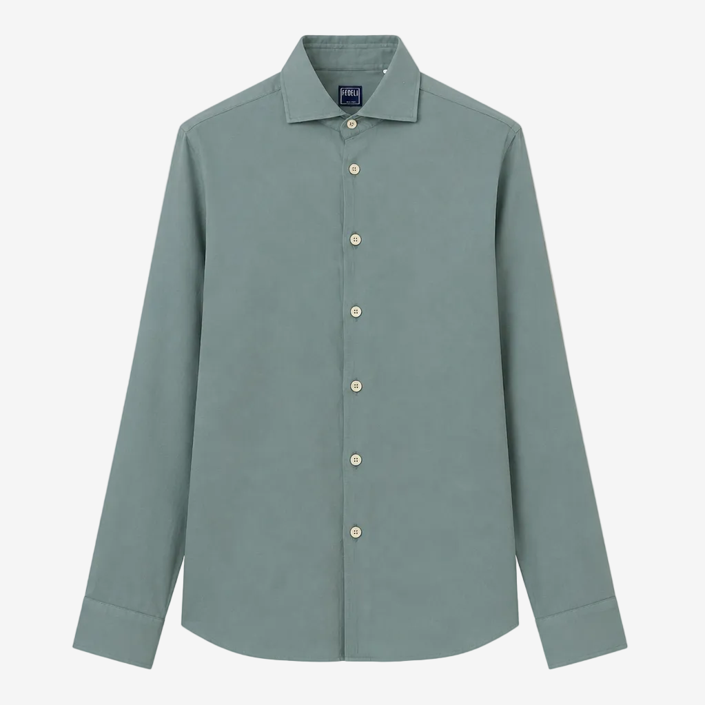 Sean Olive Green Cotton Voile Shirt