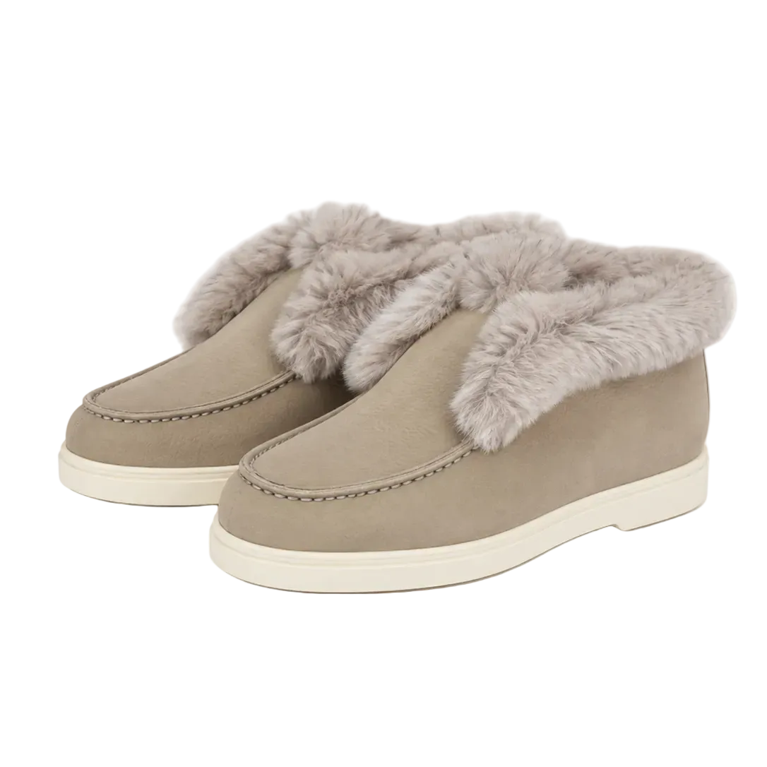 Dark beige Suede Desert Boot with Fur