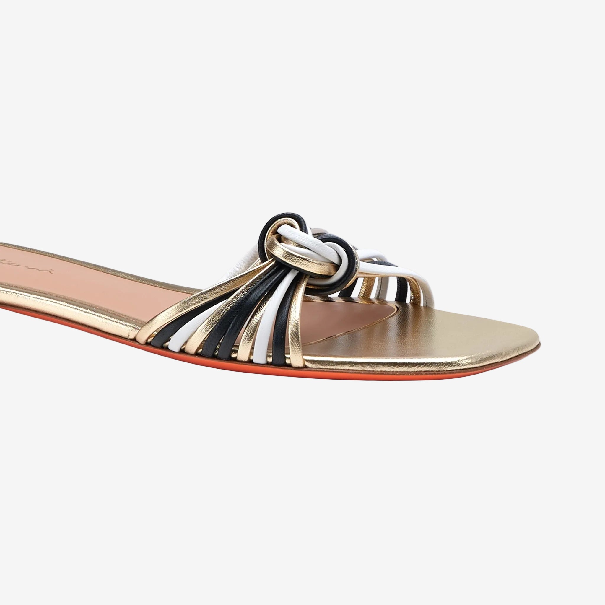 Gold, Black & White Leather sandals