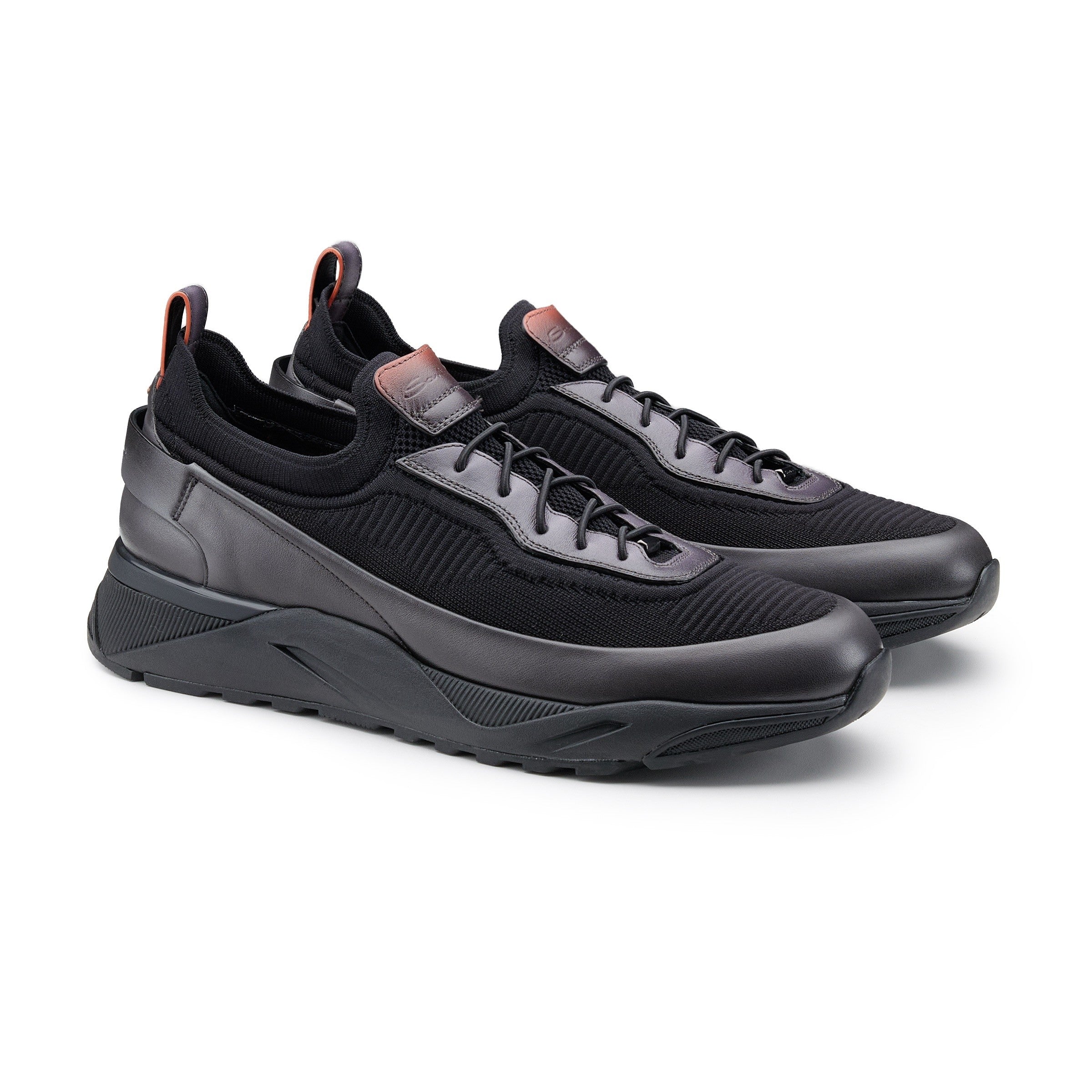 Black Leather Slip-on Sneakers