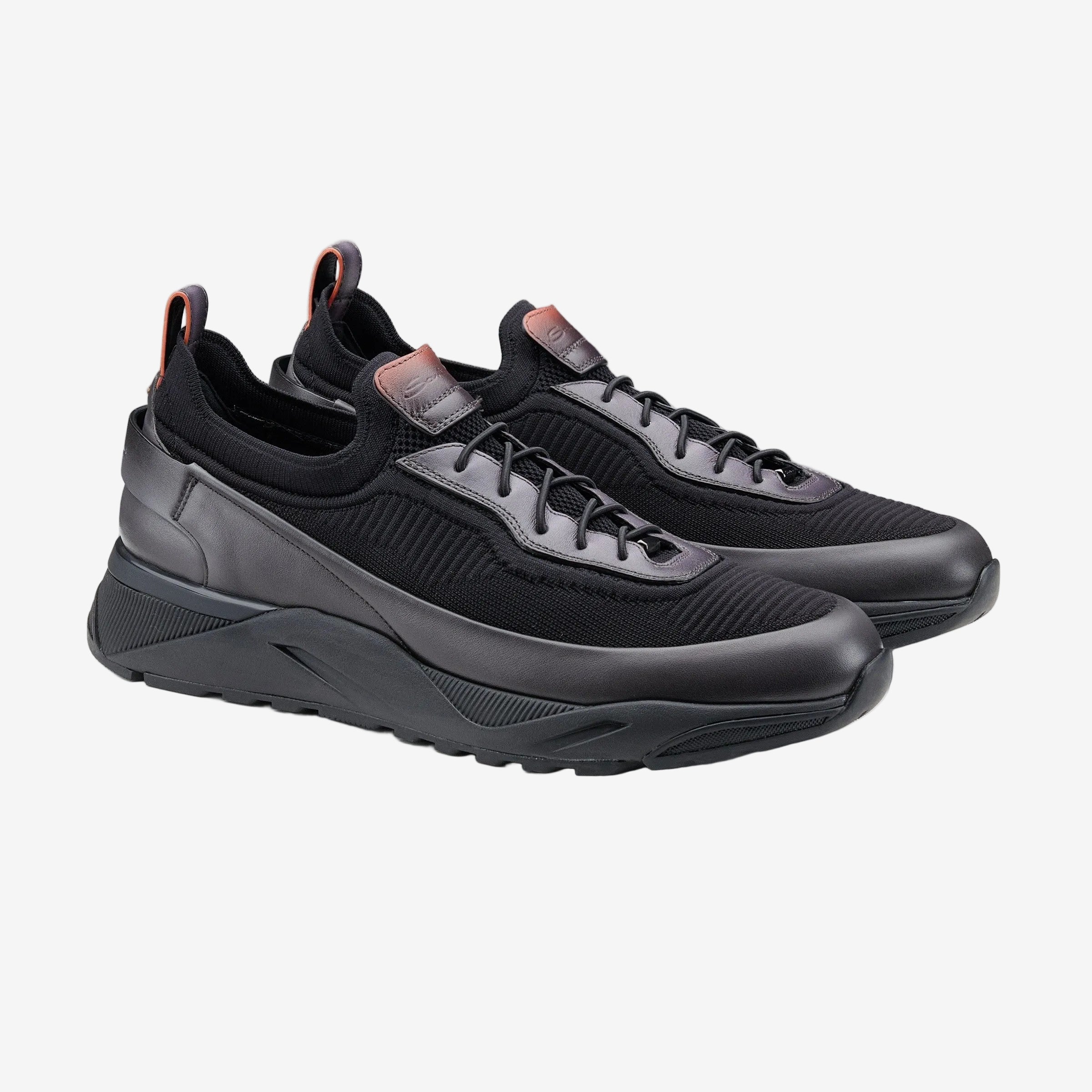 Black Leather Slip-on Sneakers